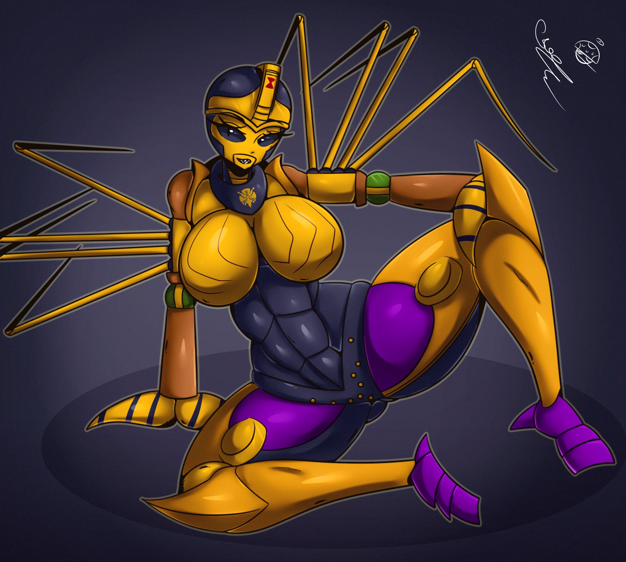 1girls, alien, alien girl, beast wars, big breasts, black eyes, black panties, blackarachnia, breasts, busty, eyelashes, female, female only, full body, hips, huge breasts, humanoid, large breasts, looking at viewer, panties, robot, robot girl, robot humanoid, shadow, solo, solo female, spread legs, spreading, thick, thick thighs, thighs, tr yithaz, transformers, voluptuous, wide hips, yellow breasts