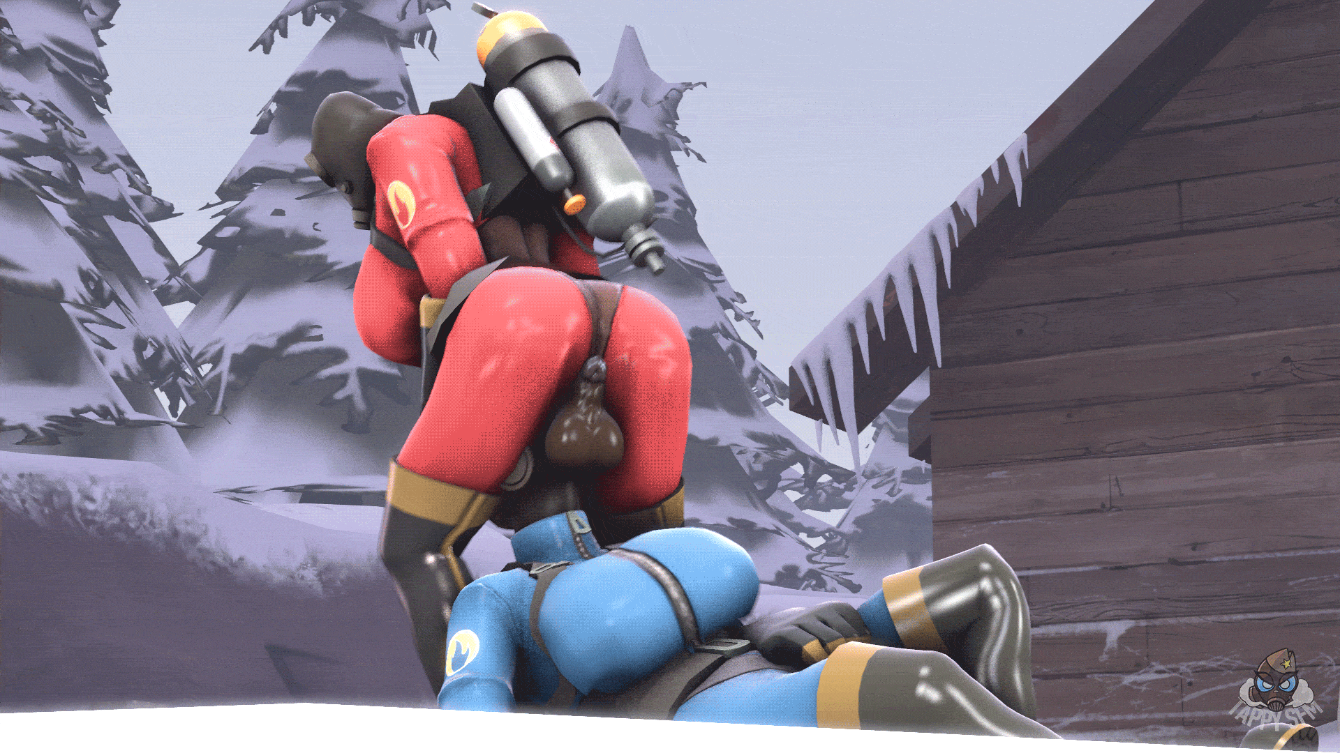 3d, anal, animated, anus, balls, balls in bodysuit, balls under clothes, bodysuit, breasts, deepthroat, female, fempyro, futa on female, futanari, gas mask, gif, holding head, impossible clothes, intersex, latex, latex futa, masturbation, oral, oral penetration, oral sex, outside, penetration, penis, penis in bodysuit, pyro, pyro (team fortress 2), rough sex, source filmmaker, tappysfm, team fortress 2, thighhigh boots, thighhighs, throat fuck, valve