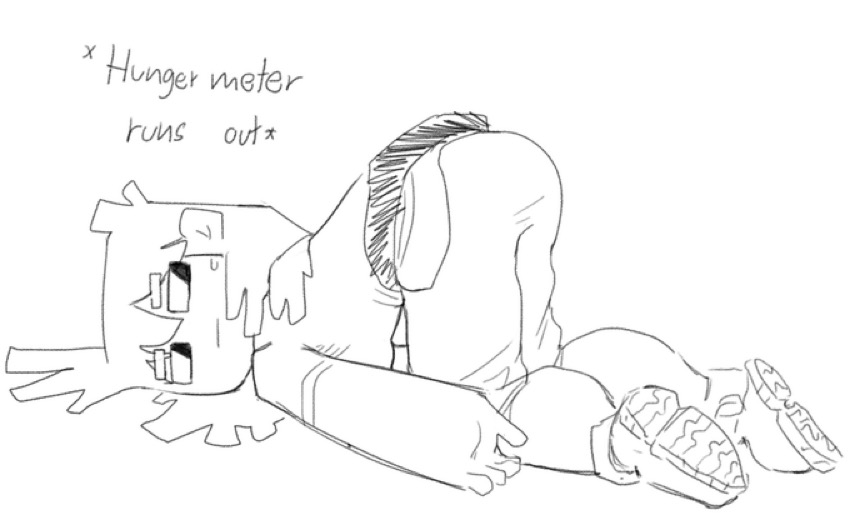 alex (minecraft), black and white, butt up, english text, female, laying down, lilmoonie, minecraft