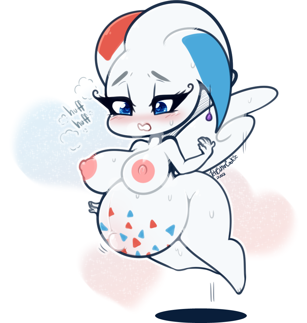 anthro ass big_breasts big_butt breasts chibi female huge_butt nintendo nude pokémon_(species) pokemon pregnant solo tehbuttercookie thick_thighs togekiss video_games wings