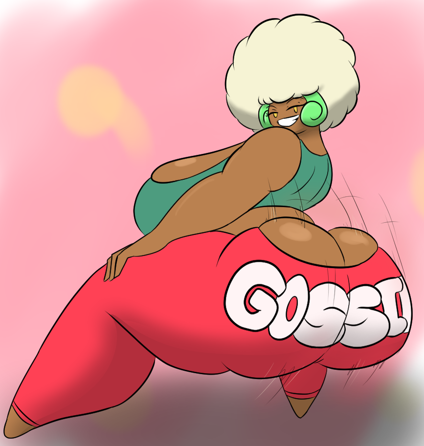 1girls afro anthro ass ass_cleavage big_ass big_breasts breasts butt_crack cleavage elemental_creature female female_only flora_fauna hand_on_thigh huge_ass huge_breasts hyper hyper_ass igphhangout looking_at_viewer looking_back motion_lines nekeisha_(igph) nintendo plant pokémon_(species) pokemon sideboob smile solo text_on_clothing thick_thighs twerking video_games whimsicott