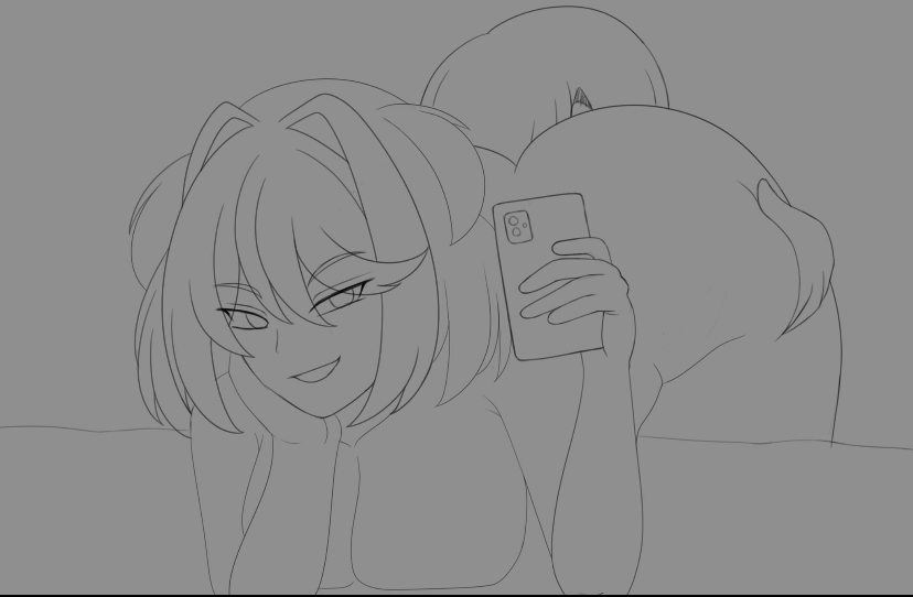 bed bedroom big_ass big_butt cuckquean cunnilingus doki_doki_literature_club gabrielvizari grin licking_pussy natsuki_(doki_doki_literature_club) selfie unfinished