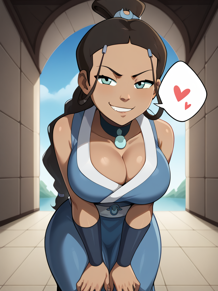 ai_generated ass avatar_legends avatar_the_last_airbender breasts katara nickelodeon nicktoons smile smug western_air_temple zutara