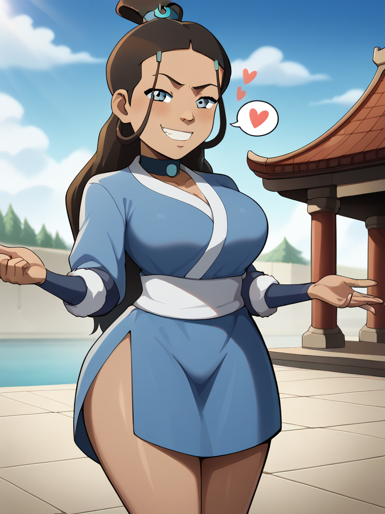 ai_generated ass avatar_legends avatar_the_last_airbender breasts female katara nickelodeon nicktoons pantless smug