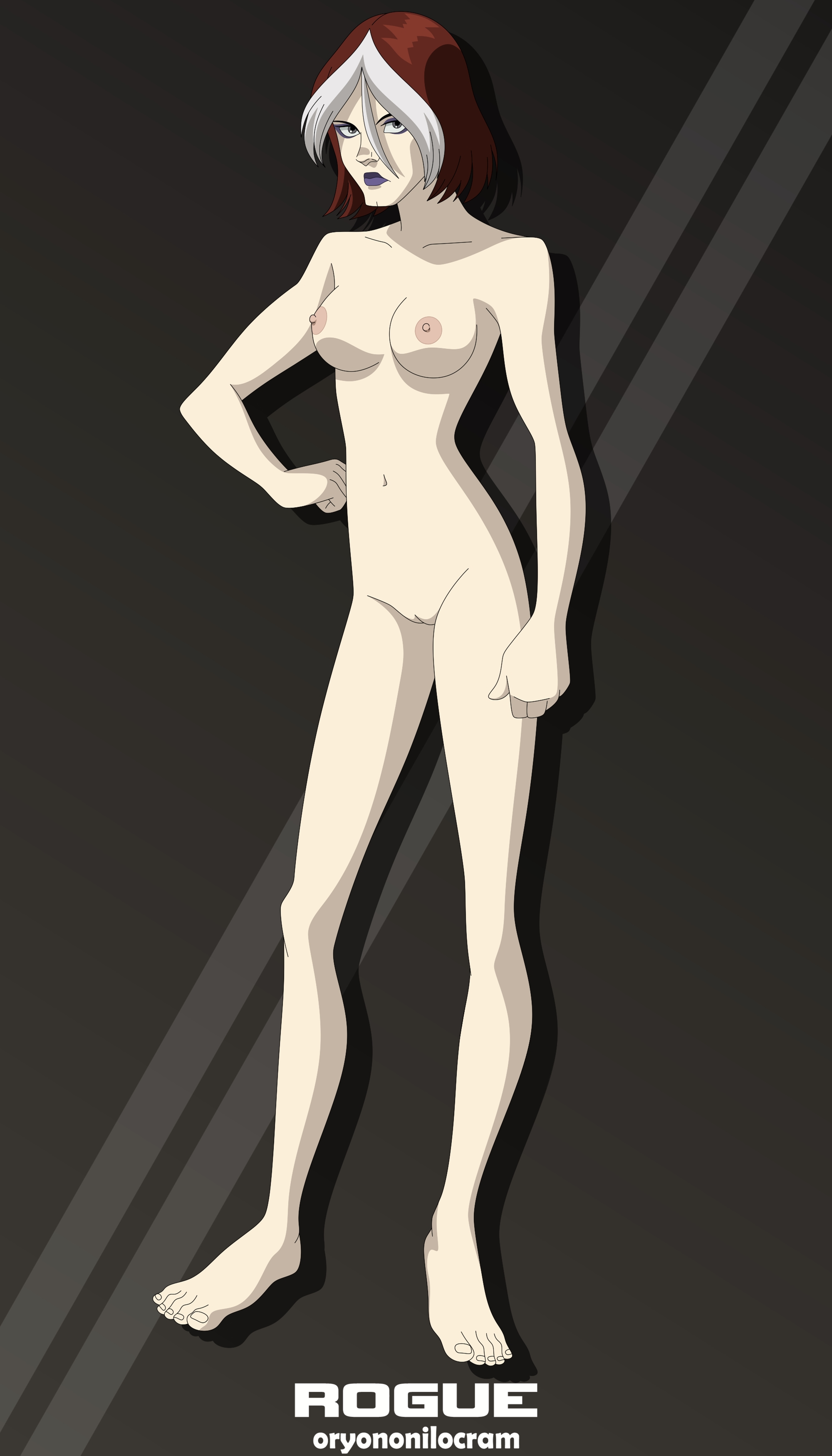 1girls, accurate art style, anna marie, artstyle imitation, bell haircut, breasts, brunette, female, marvel, marvel comics, naked, nipples, nude, oryononilocram, rogue (evolution), rogue (x-men), short hair, skinny, solo, tagme, thin female, unhappy female, x-men, x-men evolution