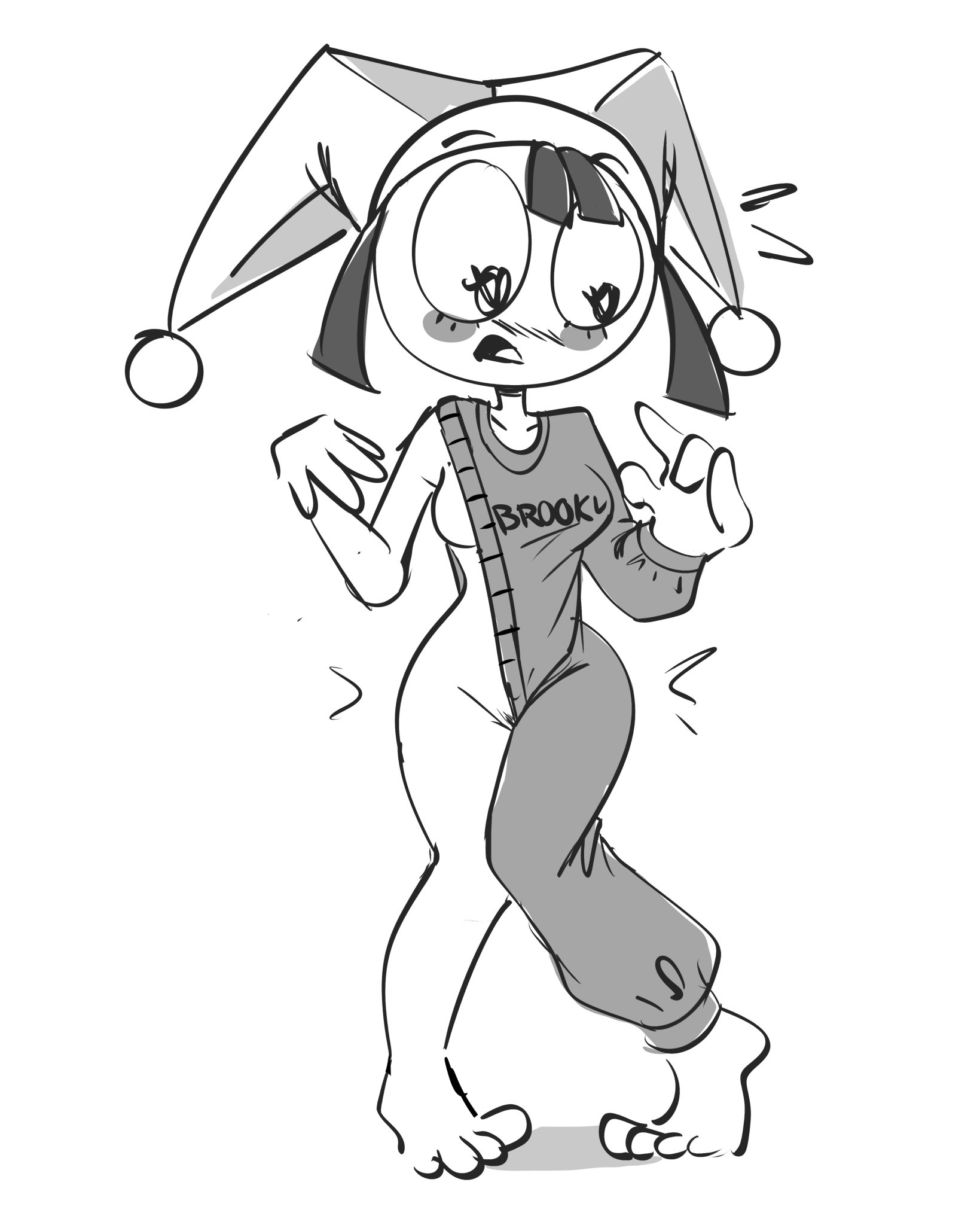 1girls, breasts, brooklyn sweater, embarrassed, female, lewd inspector, pomni (the amazing digital circus), pubic hair, revealing clothes, tagme, the amazing digital circus