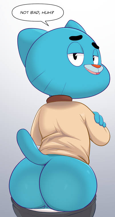 anthro anthro_male anthro_only ass blue_body blue_fur cartoon_network clothed clothed_male clothing color colored cub english english_text gumball_watterson male male_only paheal presenting rule_34_(paheal) solo solo_anthro solo_male speech_bubble tagme text the_amazing_world_of_gumball yong young younger younger_male