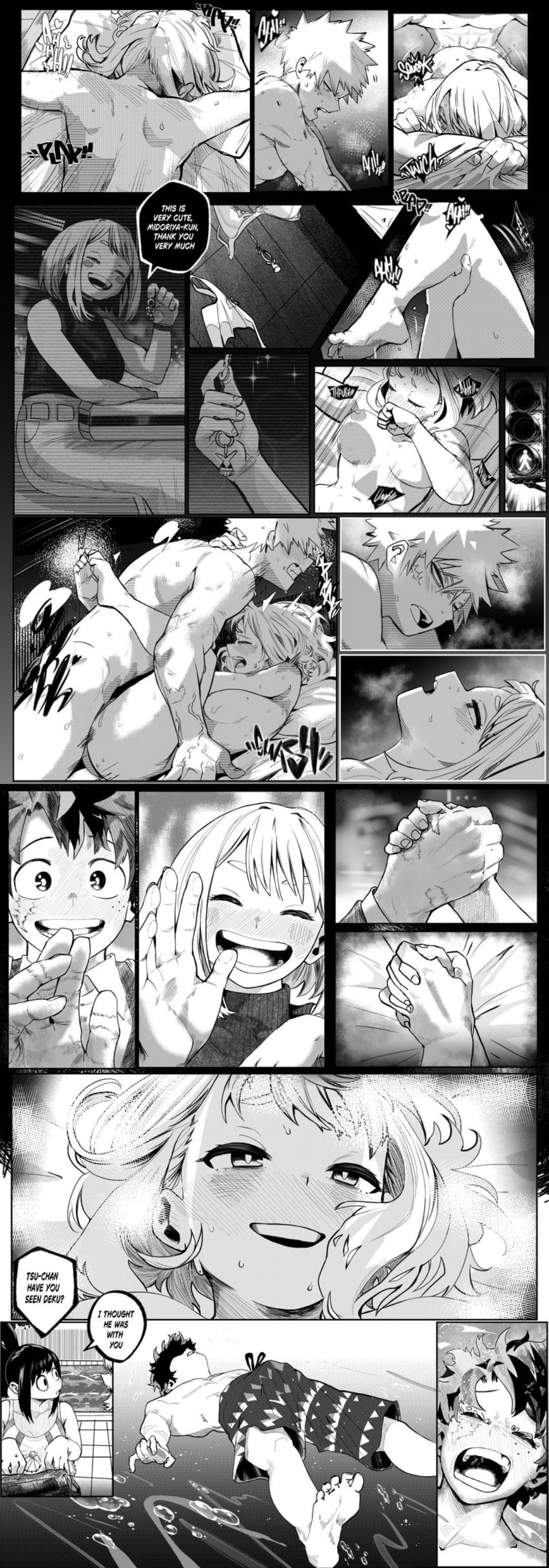 1girls, 2boys, asui tsuyu, bakugou katsuki, boku no hero academia, boku no hero academia (finale), clauschristmas2, cucked by bully, cuckold, katsuki bakugou, manga, midoriya izuku, my hero academia, my hero academia (finale), netorare, ntr, ochako uraraka, post-timeskip, sex, tsuyu asui, uraraka ochaco, uraraka ochako