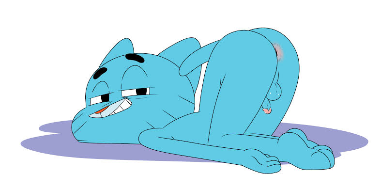 anthro, anthro male, anthro only, anus, ass, balls, ballsack, barefoot, blue body, blue fur, cartoon network, color, colored, cub, furry, furry male, furry only, gumball watterson, jerseydevil, male, male cub, male only, naked, naked anthro, naked male, nude, nude male, penis, solo, solo anthro, solo male, tagme, the amazing world of gumball, white background, young, younger, younger anthro, younger male