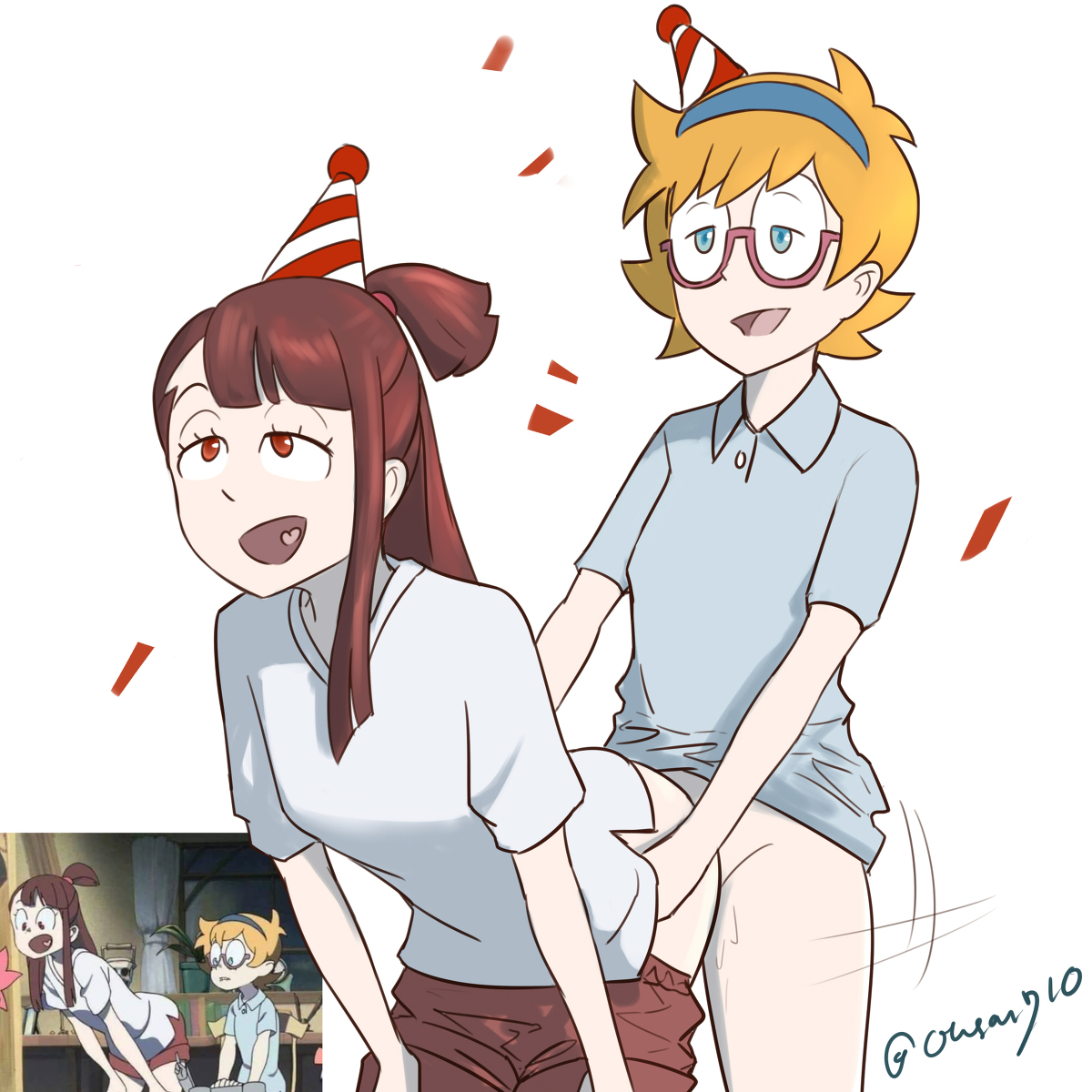 1futa, atsuko kagari, female, futa on female, futanari, higher resolution available, intersex, little witch academia, lotte jansson, oksandio, studio trigger, tagme