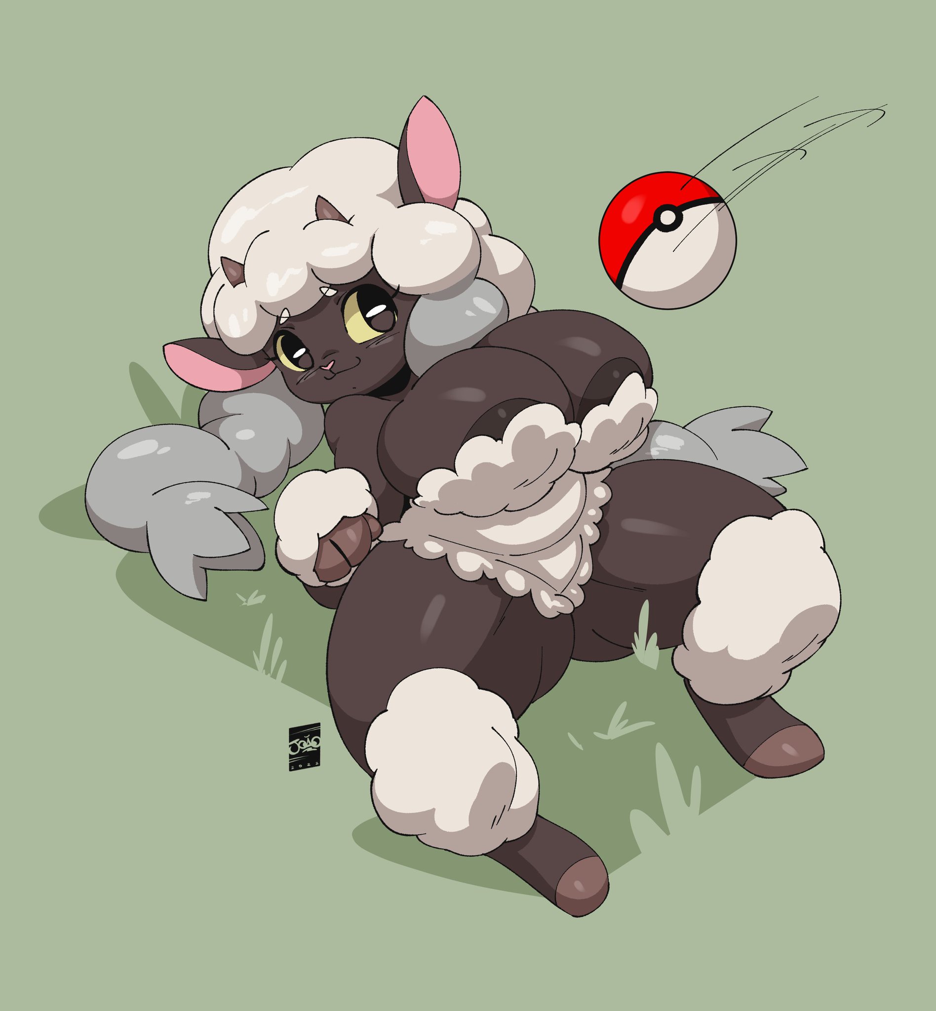 anthro, big breasts, breasts, female, joaoppereiraus, nintendo, pokémon (species), pokemon, pokemon (species), tagme, wooloo