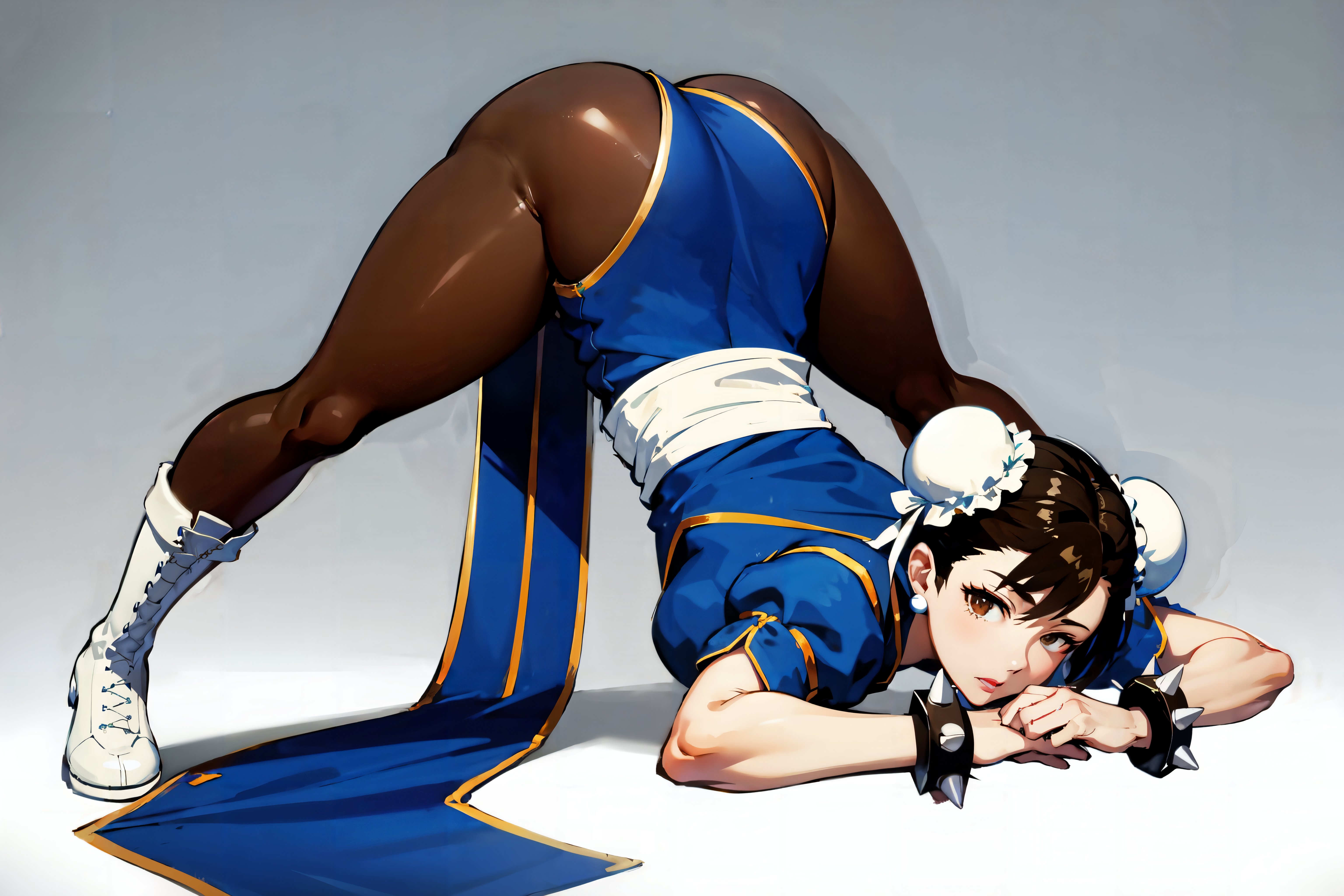 1girls, ai generated, ass, bubble ass, chun-li, curvy body, curvy figure, female, female only, human, jack-o pose, leggings, seductive look, solo, stable diffusion, street fighter, voluptuous, voluptuous female