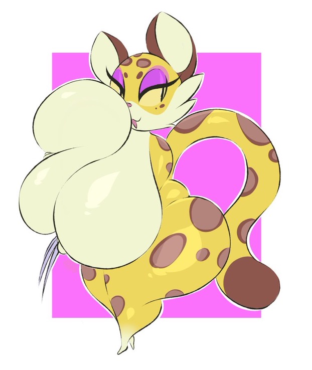 anthro, arizonathevixen, ass, big ass, big breasts, breast squeeze, breasts, cat ears, clawroline, claws, eyelashes, eyeshadow, felid, feline, female, fur, furry, huge ass, huge breasts, kirby (series), leopard, sharp claws, simple background, solo, tail, yellow sclera