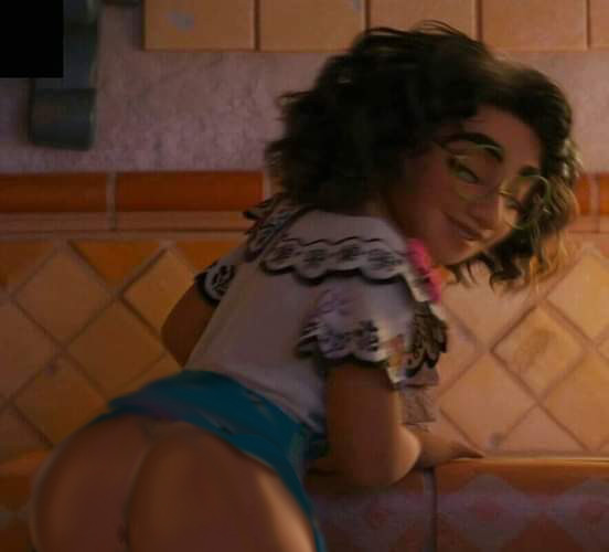 1girls, anus, ass, ayrilustra, bedroom eyes, dark skin, dark-skinned female, disney, edit, encanto, female, female only, latina, looking back, mirabel madrigal, pussy, rear view, screenshot edit, seductive, seductive smile