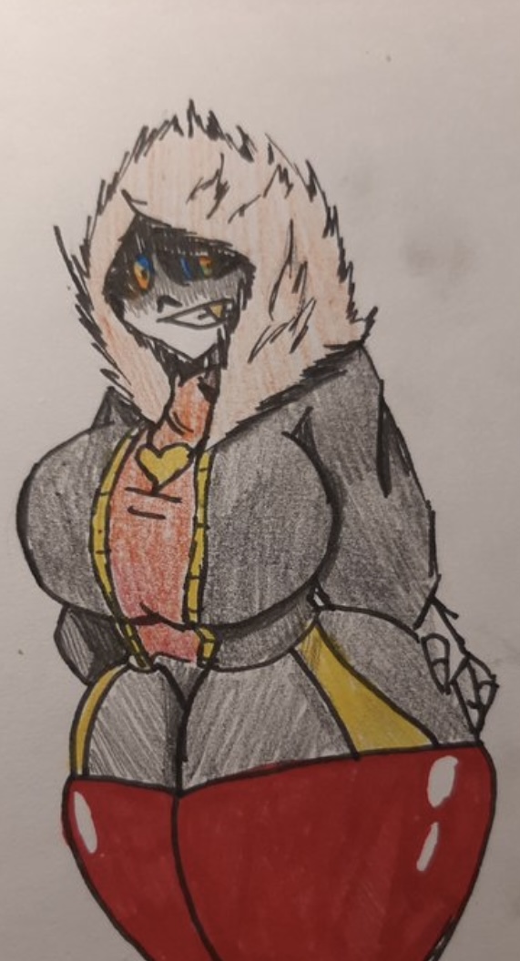 1girls 2021 big_breasts dusttale female_sans garter_straps genderswap jacket looking_at_viewer rule_63 sans sans_au solo_female solo_focus tagme thick_thighs thighhighs traditional_media_(artwork) underfell undertale undertale_au veggiettensfw_(artist) voluptuous