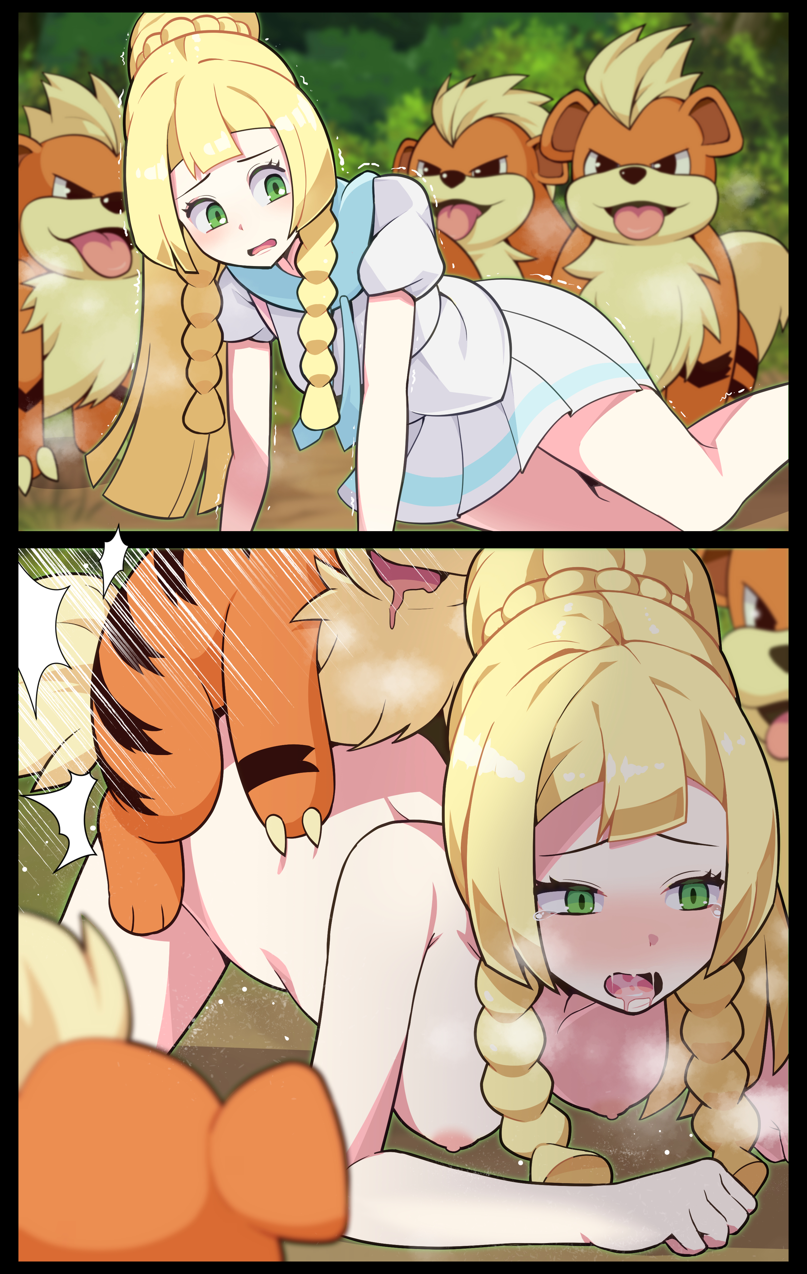 1girls, 3boys, absurd res, all fours, areolae, bent over, blonde hair, blush, breasts, clothing, defeated, defeated heroine, dog, doggy style, everyday2, female, female human/male feral, female on feral, female penetrated, feral, feral on female, feral penetrating, feral penetrating human, from behind, green eyes, group, growlithe, hair, high resolution, human, interspecies, lillie (pokemon), long hair, looking pleasured, male, male penetrating, male penetrating female, male pokemon/female human, male/female, mammal, nintendo, nipples, nude, open mouth, penetration, pokémon (species), pokemon, pokemon (species), pokemon rgby, pokemon sm, pokephilia, ponytail, rape, saliva, tongue, tongue out, uncensored, zoophilia
