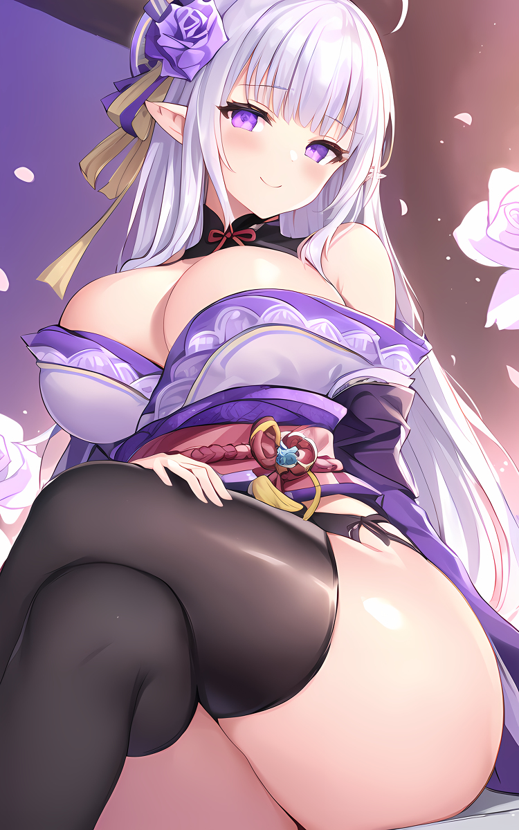 ai_generated alternate_costume alternate_outfit avatariense bare_shoulders bare_thighs big_ass big_breasts black_thighhighs closed_mouth closed_smile clothed clothing cosplay covered_breasts crossed_legs crossover dress_lift dressed elf_ears emilia_(re:zero) female female_focus female_only genshin_impact hair_ornament half-elf half_elf huge_breasts large_breasts legwear light_skin looking_at_viewer looking_down looking_down_at_viewer nai_diffusion open_eyes outfit_swap panties pointy_ears purple_clothing purple_dress raiden_shogun_(cosplay) re:zero_kara_hajimeru_isekai_seikatsu sitting smile smiling smiling_at_viewer stable_diffusion thick_thighs thighhighs thighs