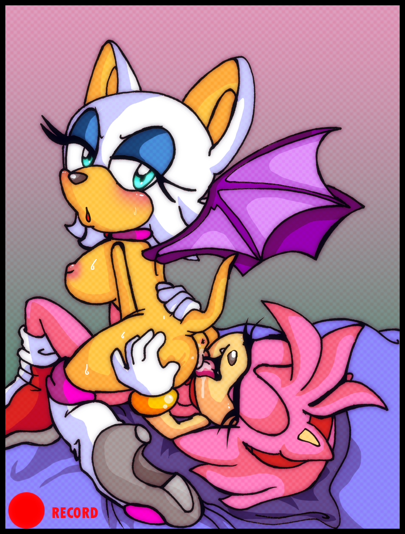 amy_rose anus auntymoira blush breast cunnilingus female multiple_girls nipple oral purity rouge_the_bat sonic_(series) sweat yuri