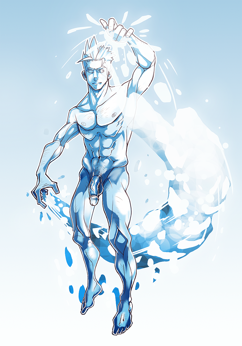 artist_request blue bobby_drake iceman male male_only marvel monochrome solo solo_male straight_hair x-men