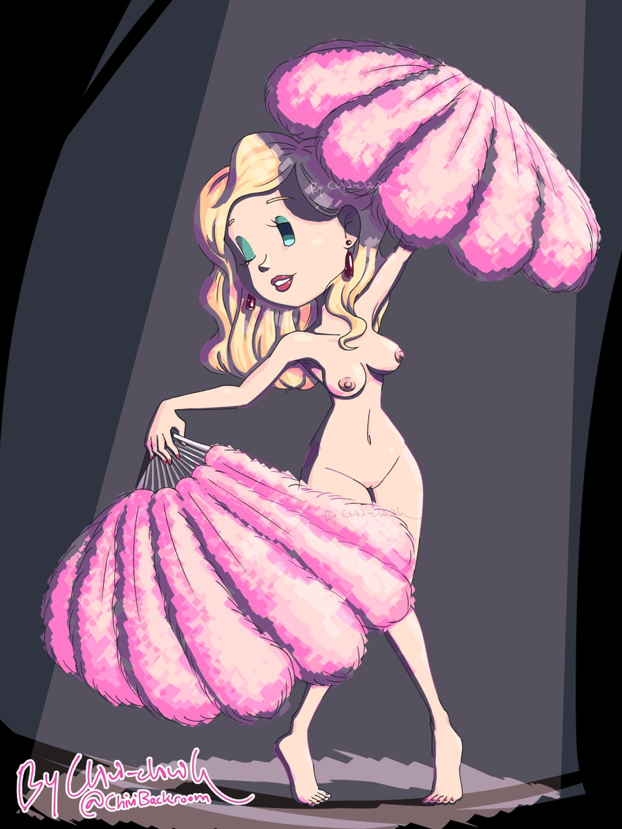 chivi-chiaki earthbound feather_fan mother_(series) nude_dancing nude_female spotlight venus_(earthbound)