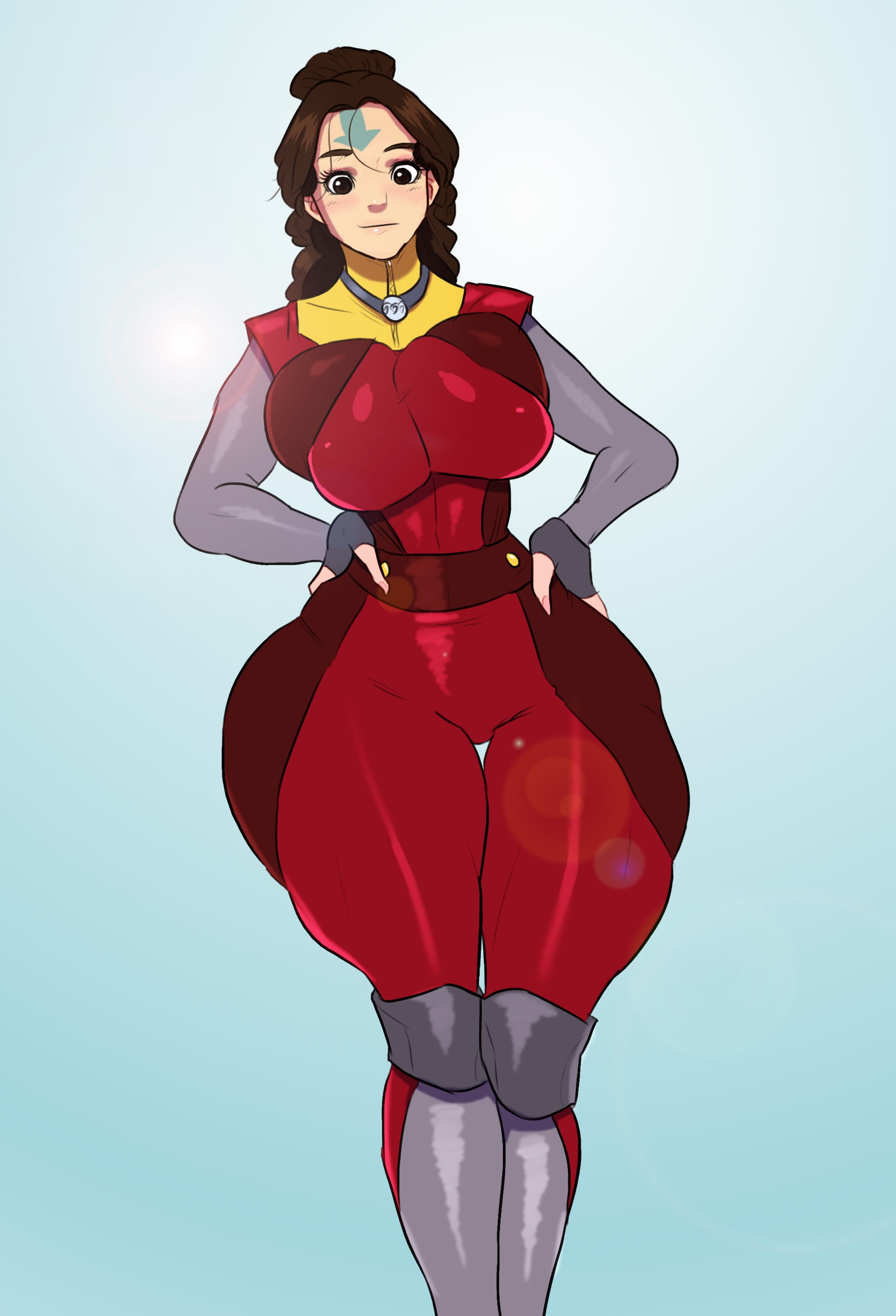 1girls, 2014, aged up, air nomad, airbender tattoo, alternate body type, alternate breast size, avatar legends, avatar the last airbender, big breasts, breasts, brown eyes, brown hair, child bearing hips, clothing, curvaceous, curvy, curvy figure, cute, female, female only, fully clothed, hands on hips, huge breasts, jay-marvel, jinora, large breasts, nickelodeon, seductive, solo, solo female, standing, tattoo, the legend of korra, thick thighs, thunder thighs, voluptuous, wide hips