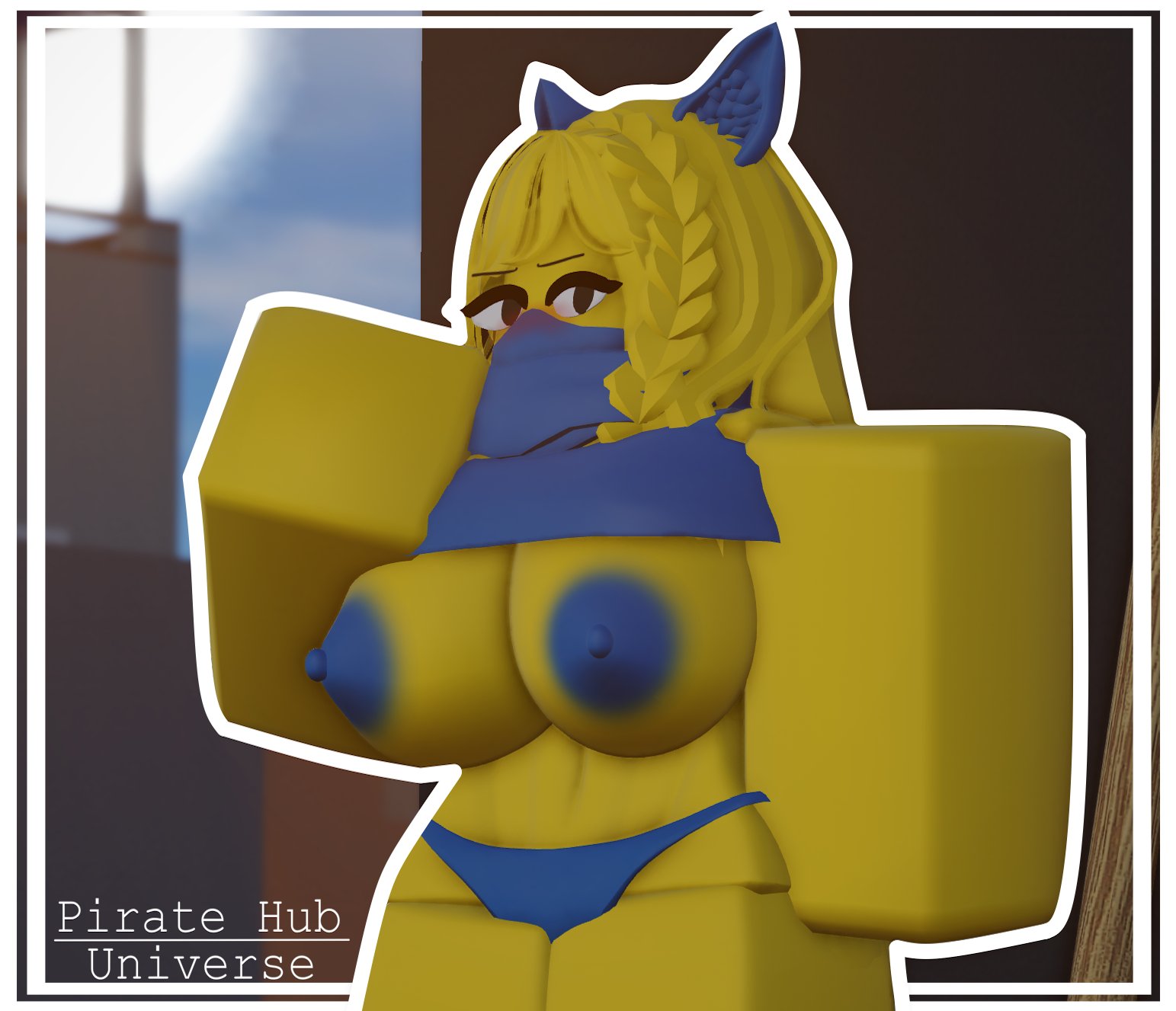 1girls, 3d, areolae, artist request, big breasts, breasts, female, nipples, noob, roblox, robloxian, source request, tagme