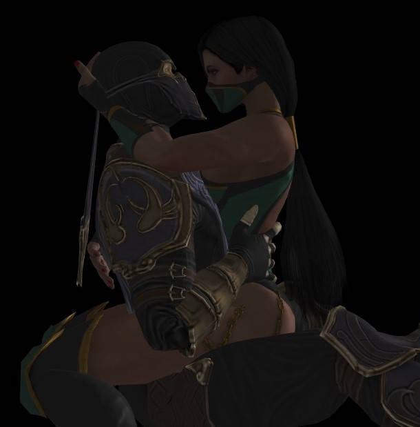 cowgirl_position dark-skinned_female edenian jade_(mortal_kombat) masked_female masked_male mortal_kombat mortal_kombat_(2011) passionate rain_(mortal_kombat)