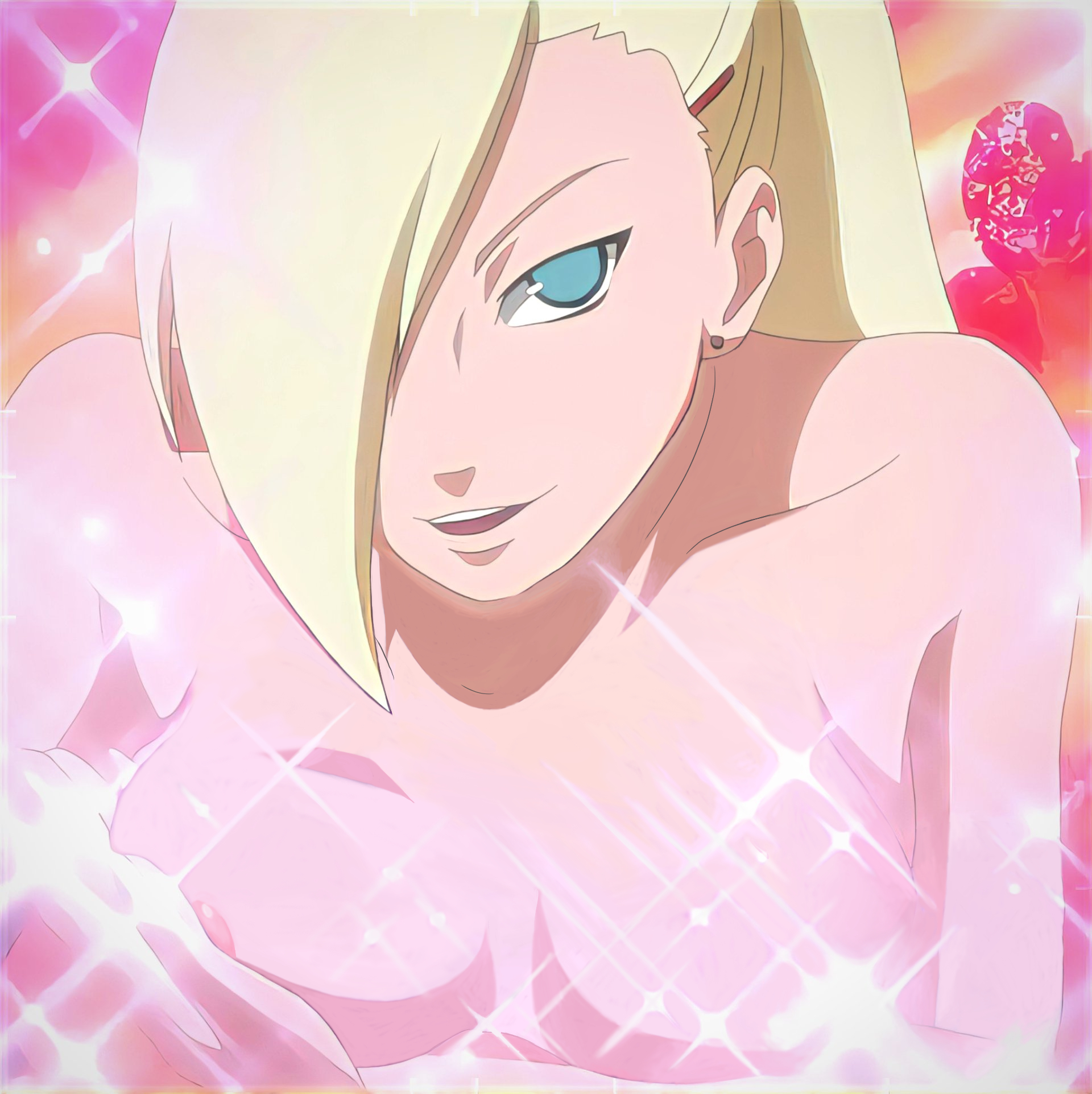 1girls, accurate art style, arm under breasts, bent over, big breasts, blonde hair, blue eyes, breasts, completely nude, faithful to the anime, female, female only, front view, hair over one eye, high resolution, huge breasts, ino yamanaka, long hair, looking at viewer, naruto, naruto (series), naruto shippuden, nipple slip, nipples, nude, nude edit, nude filter, open mouth, ponytail, presenting, presenting breasts, screenshot, seducing, seductive, seductive eyes, seductive look, seductive smile, solo, solo focus, third-party edit, upper body
