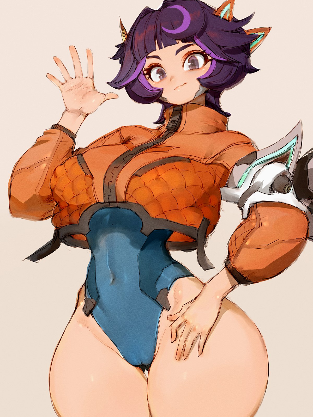 1girls bare_legs bare_thighs big_breasts blizzard_entertainment blunt_bangs cameltoe clothed clothing color female female_focus female_only fumio_(rsqkr) hi_res juno_(overwatch) large_breasts leotard light-skinned_female light_skin looking_at_viewer overwatch overwatch_2 purple_eyes purple_hair short_hair solo solo_female tagme thick_thighs