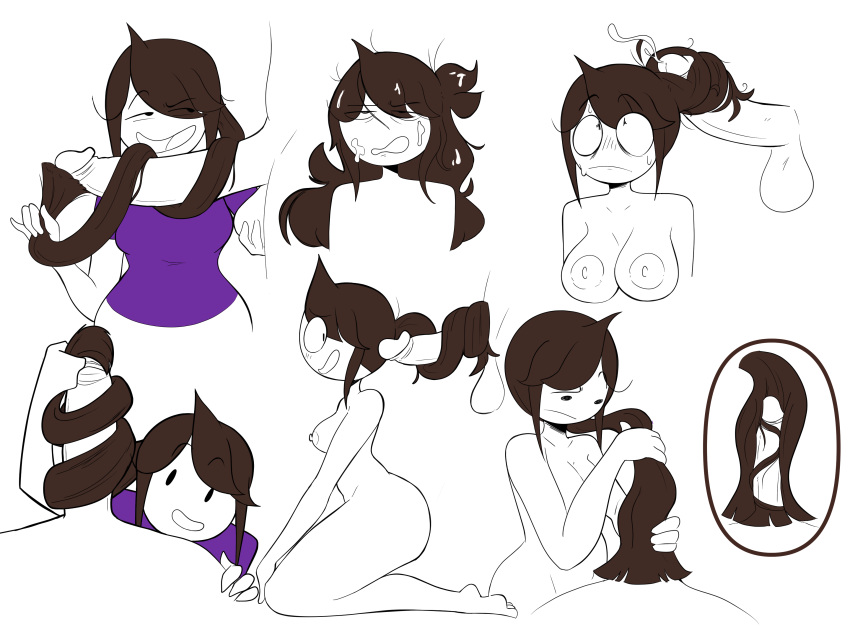 1girls anthro big_penis cum cumming ejaculation erect_penis erection female female_focus femsub hair_fetish hair_harpoon hairjob humanoid jaiden jaiden_animations long_hair penis straight tagme vaz0v white_skin youtube youtuber