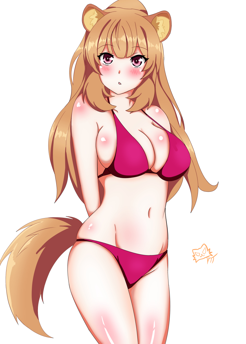absurdres, animal ears, female, highres, kjart, raccoon ears, raccoon tail, raphtalia, swimsuit, tail, tate no yuusha no nariagari