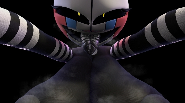 3d, animatronic, areolae, big breasts, breasts, c4d max, female, female only, five nights at freddy's, freddy fazbear's pizzeria simulator, huge breasts, imminent sex, looking at viewer, marionette (fnaf), open mouth, pinned, puppet (fnaf), robot, rule 63, scottgames, security puppet (fnaf), smile, solo, tongue, tongue out