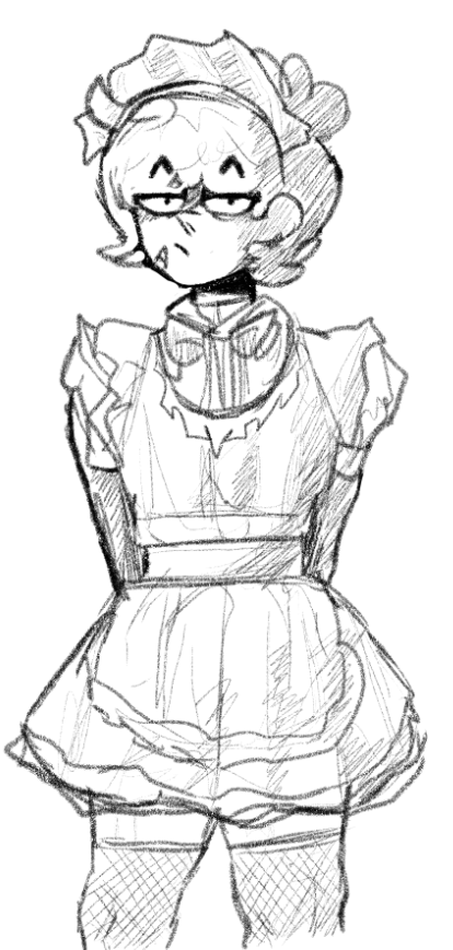 black_and_white dames femboy maid sketch