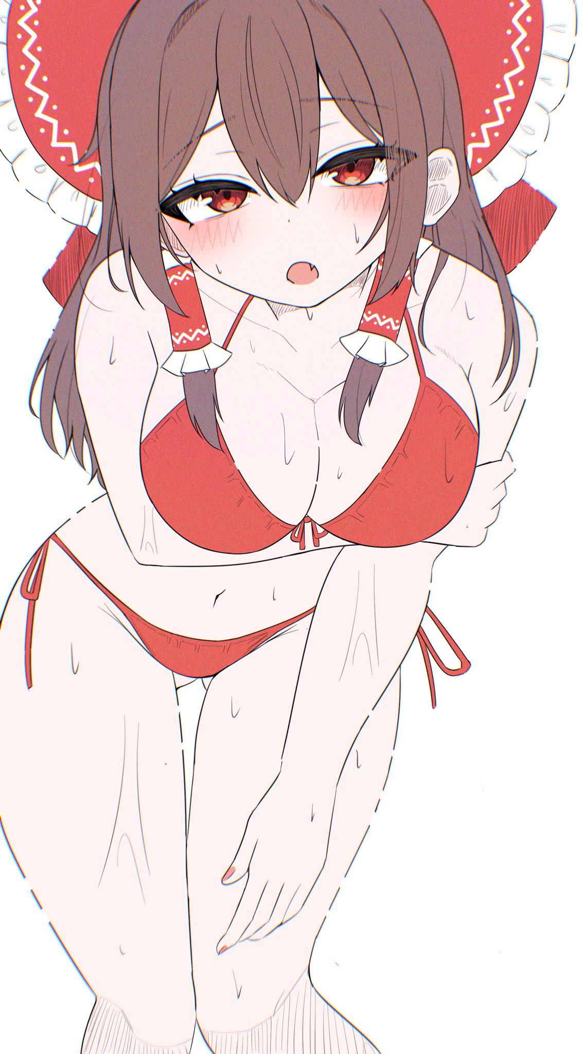 1girls, bikini, breasts, long hair, mikan7f, reimu hakurei, swimsuit, tagme, touhou