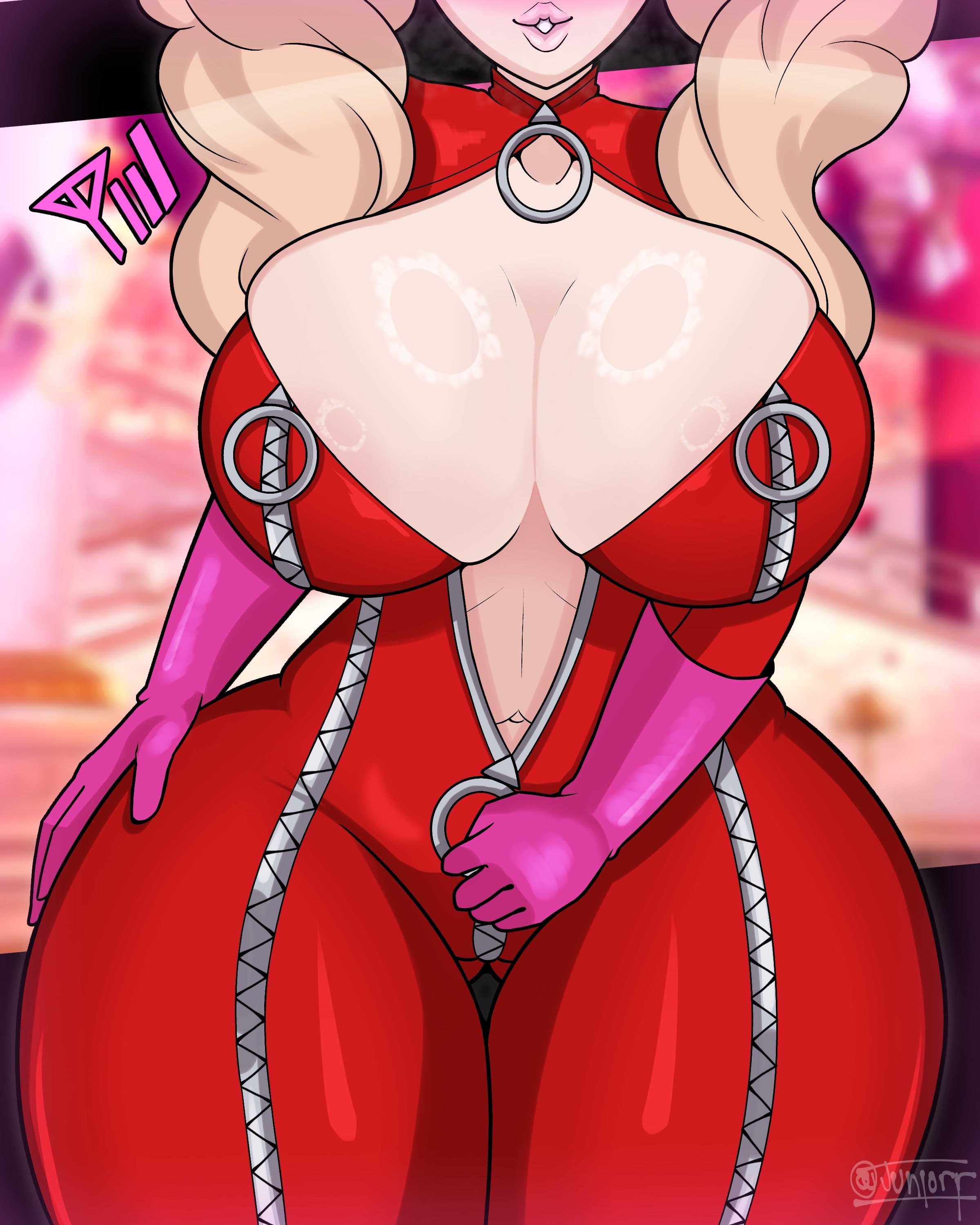 2girls, 4:5, absurdres, alternate version available, ann takamaki, big breasts, blonde hair, bodysuit, brainwashed, breasts, cleavage, curvy, female, female only, gloves, gluteal fold, hand on own hip, head out of frame, highres, huge breasts, hypnosis, imminent sex, junior art , juniorr art, juniorr xxx, large breasts, lips, long hair, megami tensei, mind control, panther (persona 5), persona, persona 5, phantom thief suit, pink gloves, red bodysuit, skin tight, skindentation, solo, thick thighs, thigh gap, thighs, twintails, unzipping, wide hips, zipper