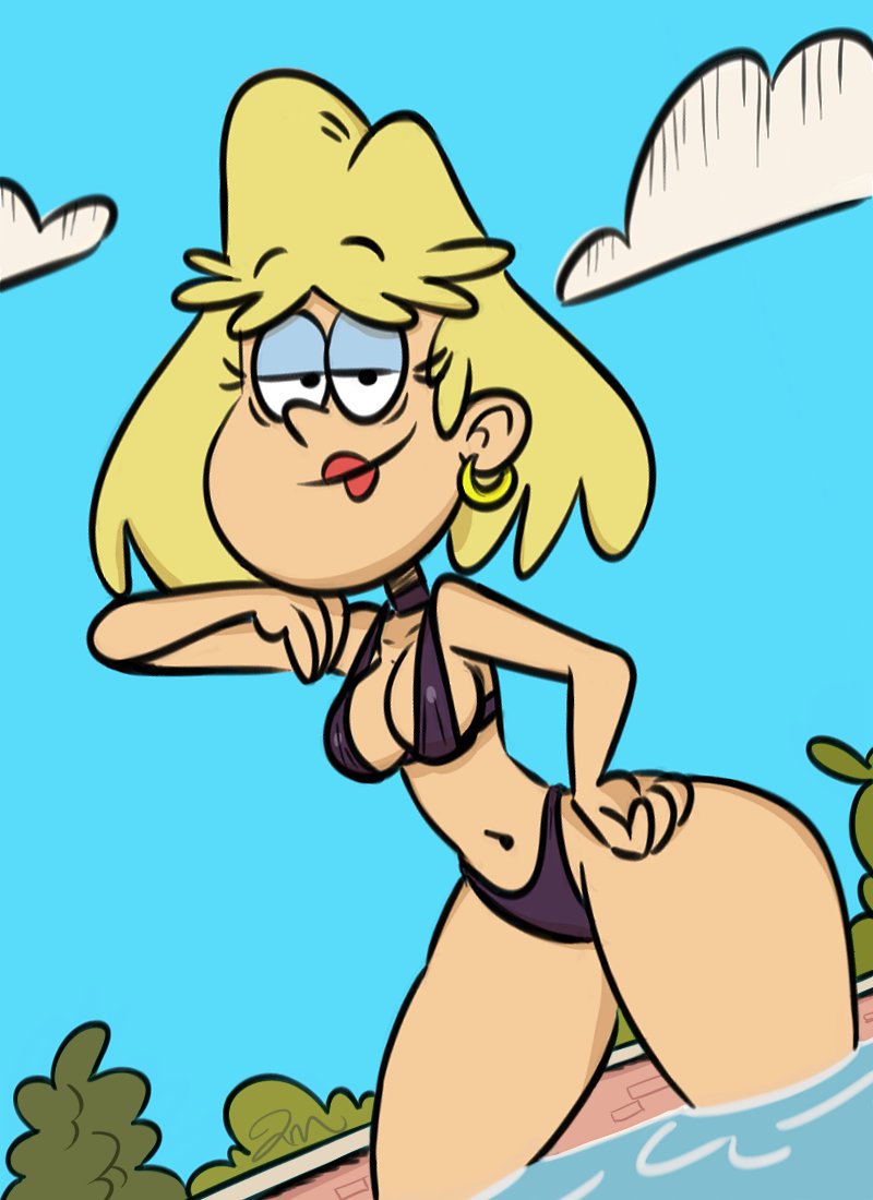 1girls accurate_art_style big_breasts bikini female female_focus female_only jose-miranda light-skinned_female light_skin looking_at_viewer mature mature_female micro_bikini milf mother nickelodeon pool rita_loud the_loud_house thick_thighs wide_hips