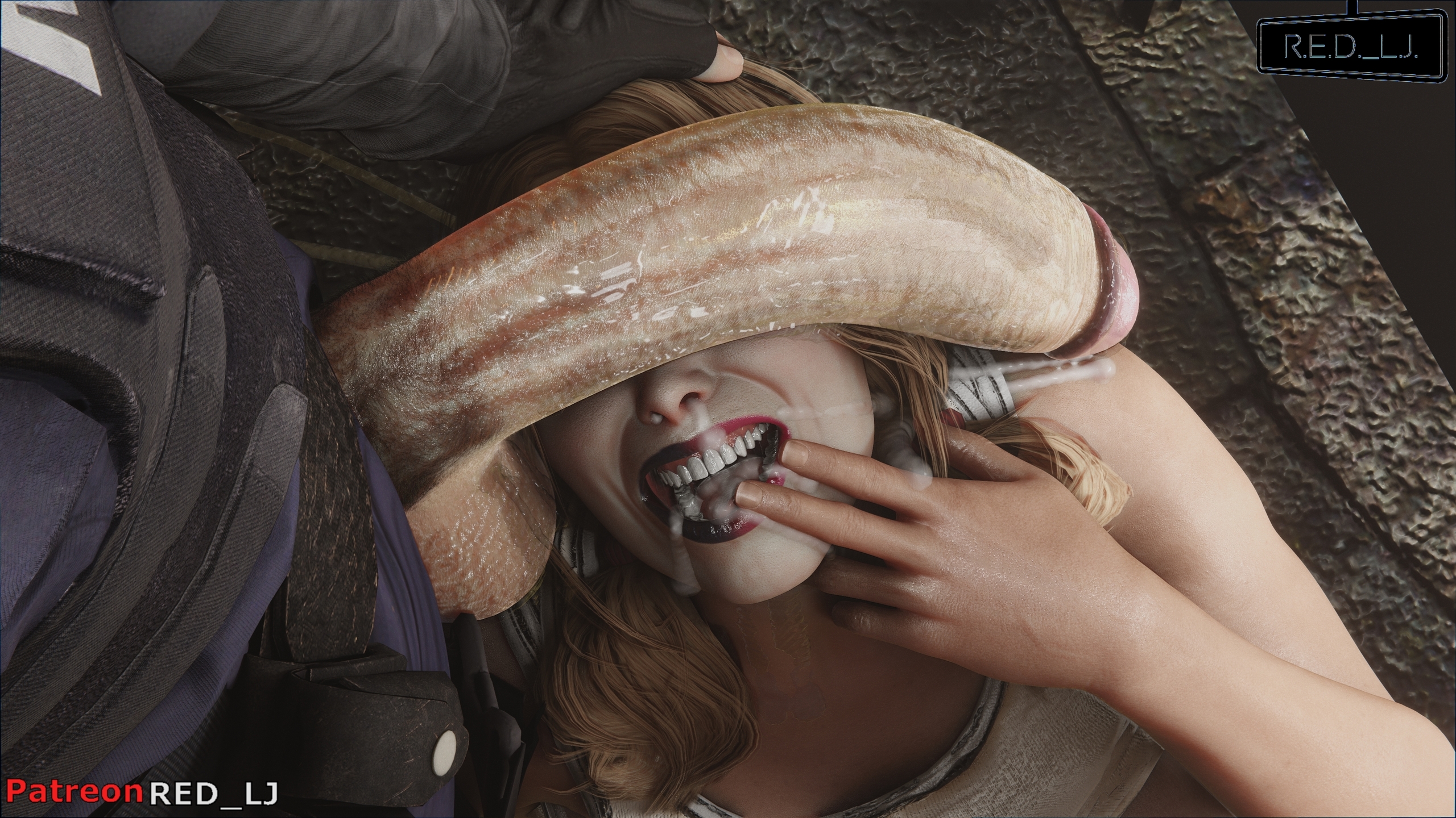 1boy, 1girls, 3d, 3d (artwork), batman (series), big breasts, big penis, blender (software), blowjob, breasts, cant see the haters, cock worship, cum, cum in mouth, cum inside, dc, dc comics, enormous penis, female, hand on head, harley quinn, harley quinn (arkham), harley quinn (suicide squad game), huge cock, huge penis, hyper, hyper penis, large penis, light skin, light-skinned male, long penis, male, massive penis, open clothes, open shirt, patreon username, penis, penis covering eyes, penis on face, penis over eyes, prisoner, red lj, semen, semen in mouth, smile, suicide squad, suicide squad: kill the justice league, thick penis, white skin