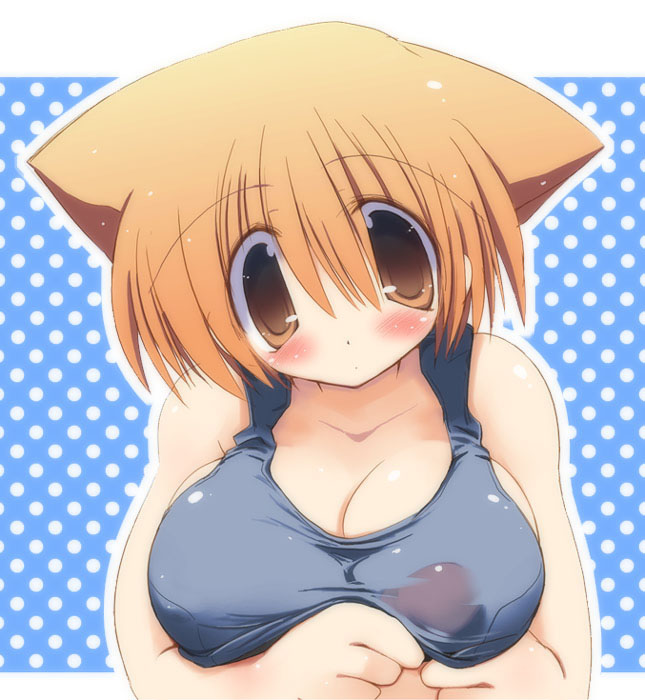 animal_ears blush breasts cat_ears cute huge_breasts one-piece_swimsuit original penis sakaki_(artist) sakaki_(noi-gren) school_swimsuit swimsuit