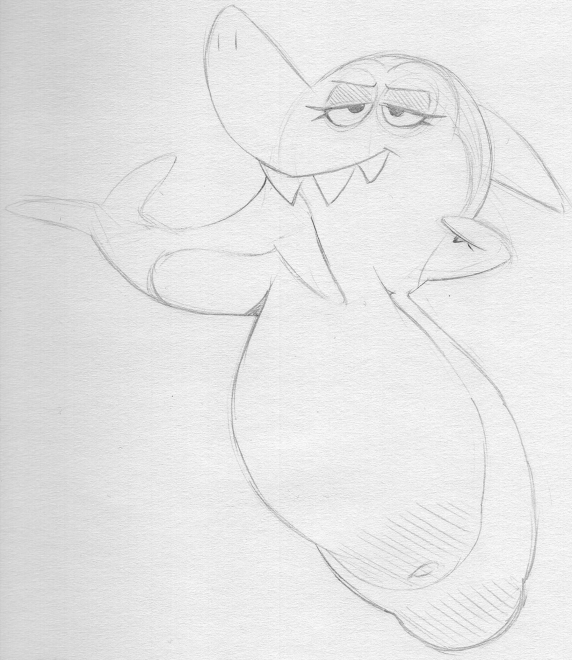 breasts eyelashes female fin fish hanna-barbera inverted_nipples jabberjaw jabberjaw_(character) jellystone_(hbo_max) marine monochrome nipples non-mammal_breasts pose sbshouseofpancakes semi-anthro shark smile solo traditional_media_(artwork)