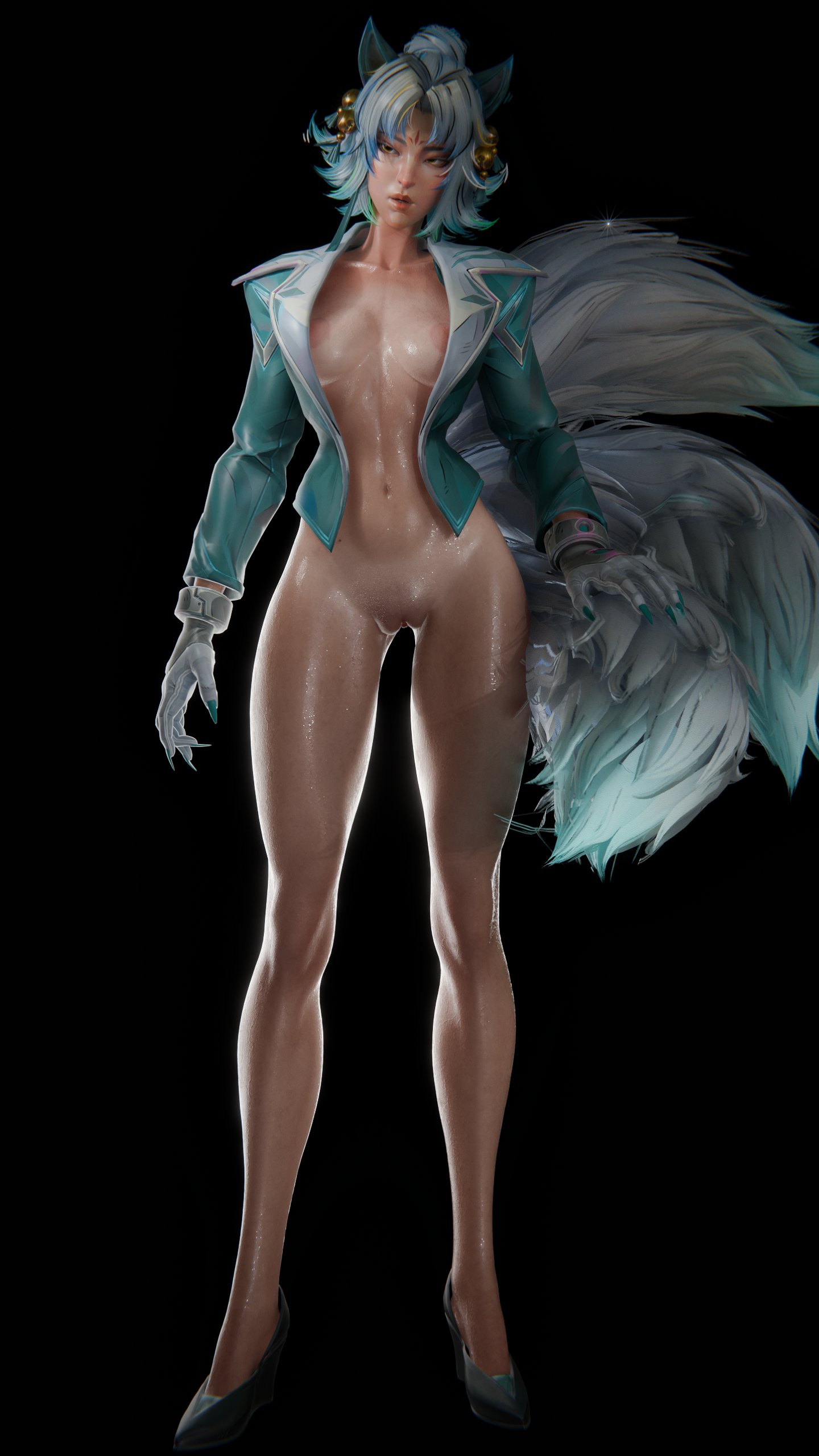 1girls, 3d, big ass, big breasts, clawed fingers, clawed gloves, claws, doolbum, female, female only, gloves, marvel, marvel rivals, solo, suit, suit jacket, thick thighs, white fox (marvel rivals), white fox (marvel)