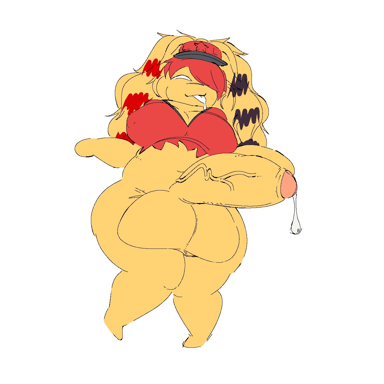 1futa, balls, bottomless, cock, dripping, dripping precum, elliot (forsaken), forsaken (roblox), futa, futa focus, futa only, futanari, giant balls, large balls, large boobs, large breasts, large cock, large thighs, leaking precum, nipple bulge, roblox, roblox game, robloxian, scenecore elliot, shirt only, source request, thick thighs, tongue out, vein, veiny penis, white background, yellow body, yellow hair, yellow skin, zavie (forsaken), zoe artz
