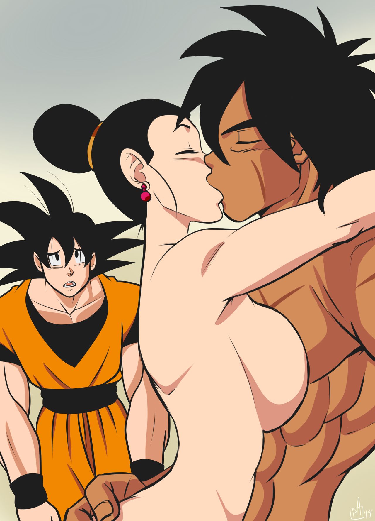 broly broly_(dragon_ball_super) cheating chichi cuckold dragon_ball dragon_ball_super kissing milf muscular_cuck netorare ntr pranky son_goku