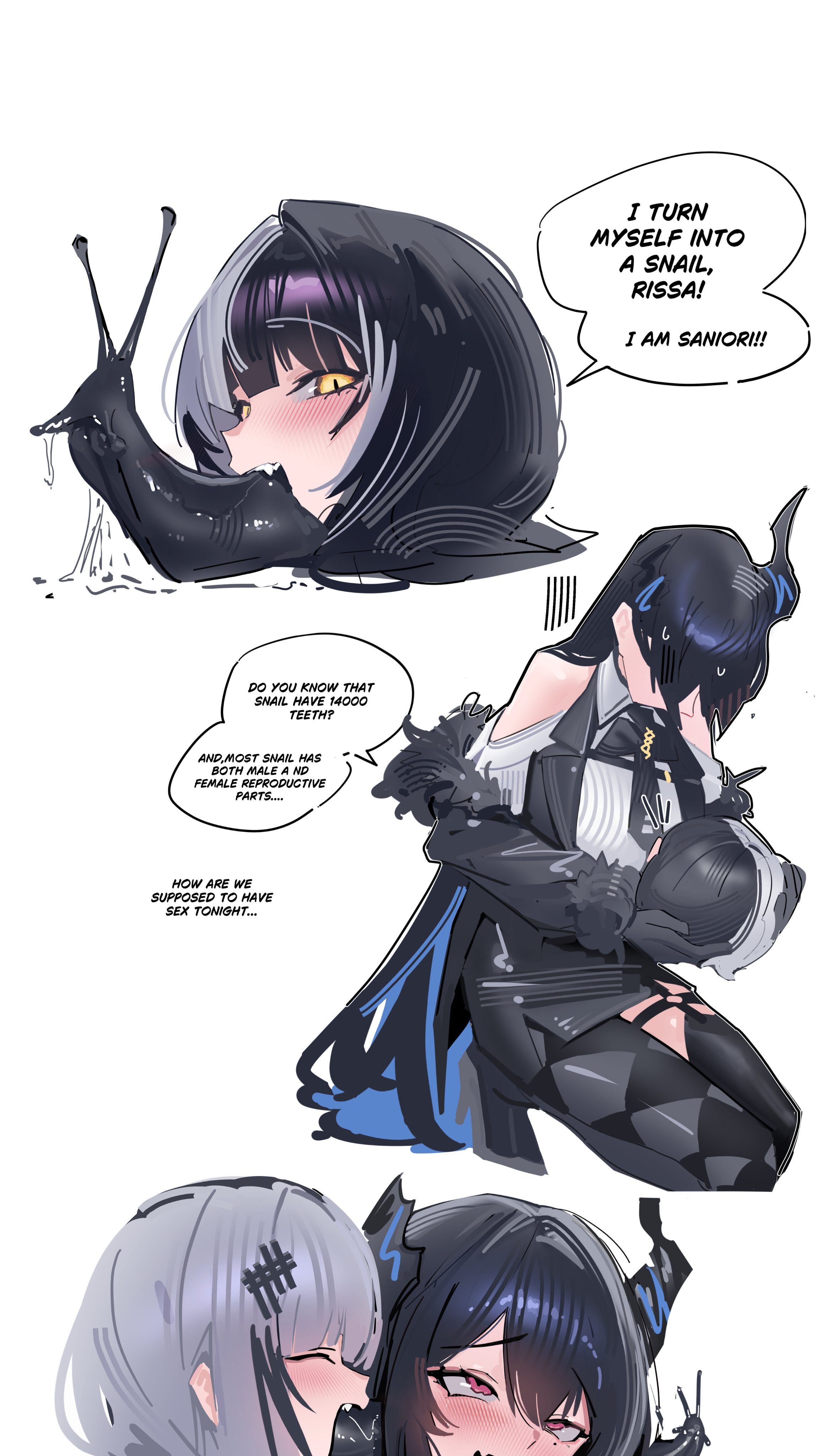 ear penetration, head penetration, hololive, hololive english, hololive english -advent-, humor, nerissa ravencroft, old metal 666, shiori novella, snail, tagme, virtual youtuber
