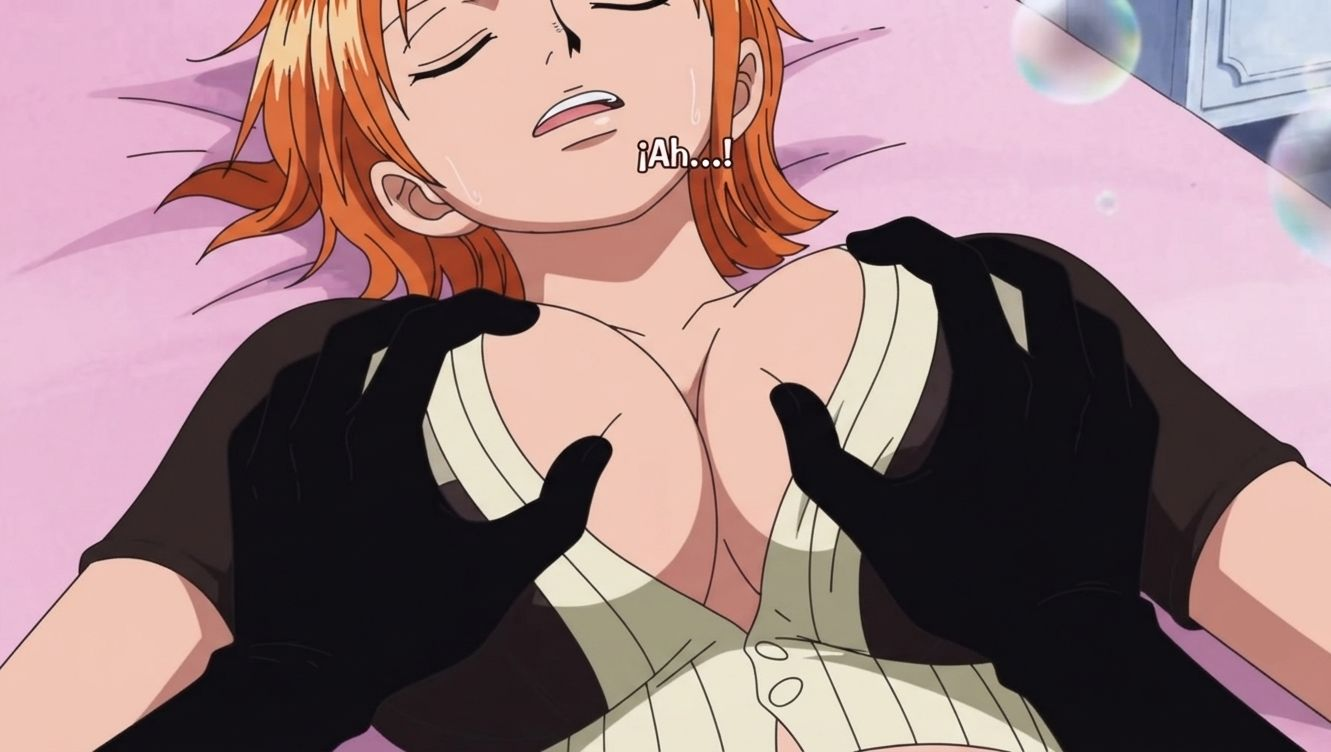 2girls, alternate ending, alternative ending, big boobs, big breasts, big tits, big titties, boobs, boobs focus, breasts, breasts focus, closed eyes, curvaceous, curvy, curvy female, curvy figure, defeated, defeated heroine, dialogue, female, female dominated, female dominating, female dominating female, female domination, female focus, female only, female/female, femsub, fondling, fondling breast, fondling breasts, grabbing, grabbing another's breast, grabbing breasts, groping, groping breasts, kalifa, kalifa (one piece), khalifa, knocked out, laying down, laying on bed, lesbian, lesbian domination, lesbian rape, moan, moaning, moaning female, moaning in pleasure, moans, nami (one piece), one piece, open mouth, orange hair, passed out, raped by enemy, raped by girl, raped by villain, raped girl, resting, sexy, sexy body, sexy female, short hair, sleeping, sweat, sweatdrop, sweating, touching breast, touching breasts, unconscious, unconscious female, yuri