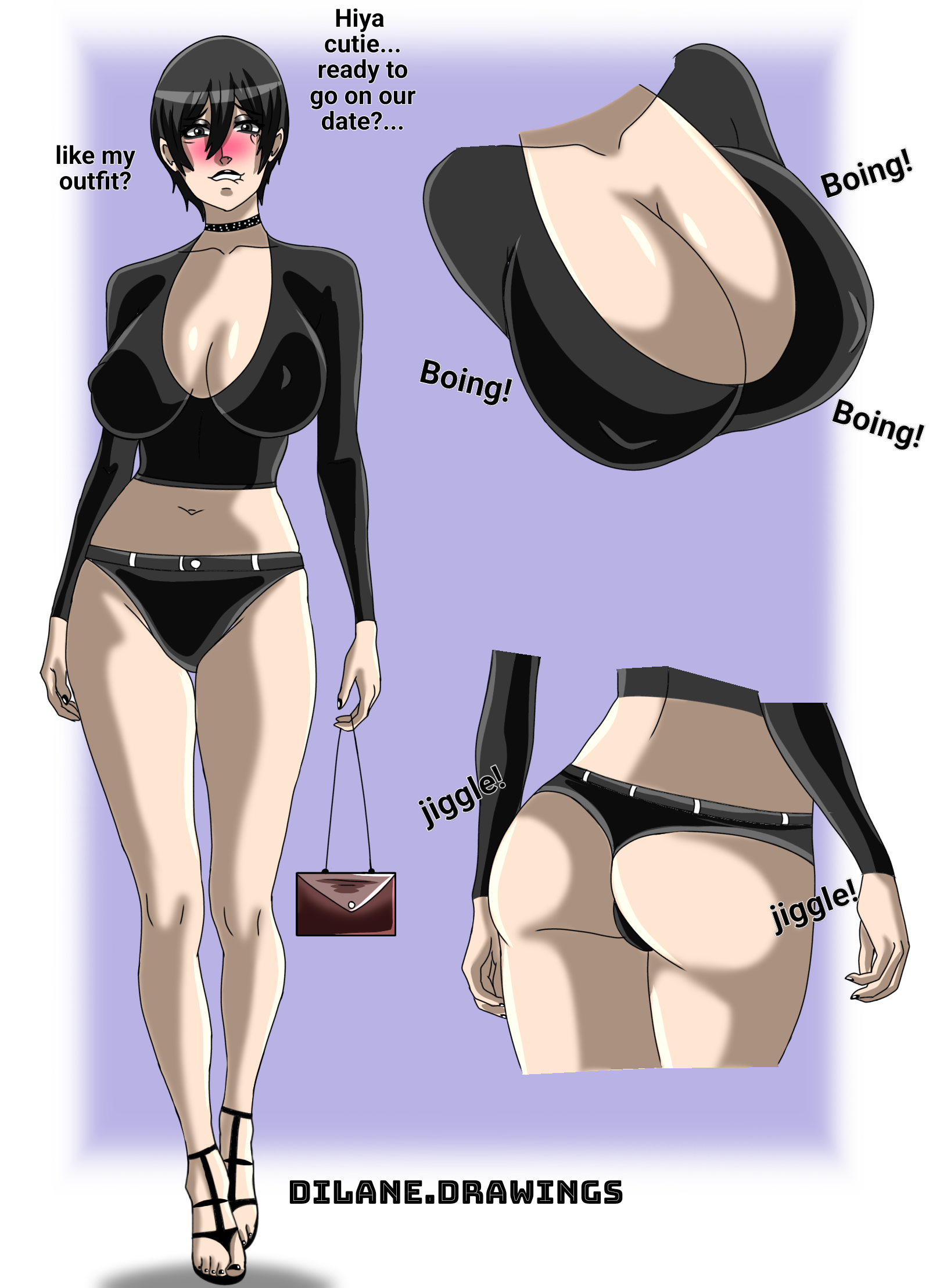 1girls, attack on titan, big ass, big breasts, biting lip, biting own lip, bubble butt, choker, cleavage, dilane93, english text, female, female focus, goth, goth girl, goth makeup, heavenly ass, holding object, mikasa ackerman, minishorts, nail polish, open shirt, open topwear, painted fingernails, painted nails, revealing clothes, sandals, seductive, seductive look, seductive smile, sexy body, sexy female, shingeki no kyojin, short hair, skimpy clothes, text, thick legs, thick thighs, tight clothes, tight clothing