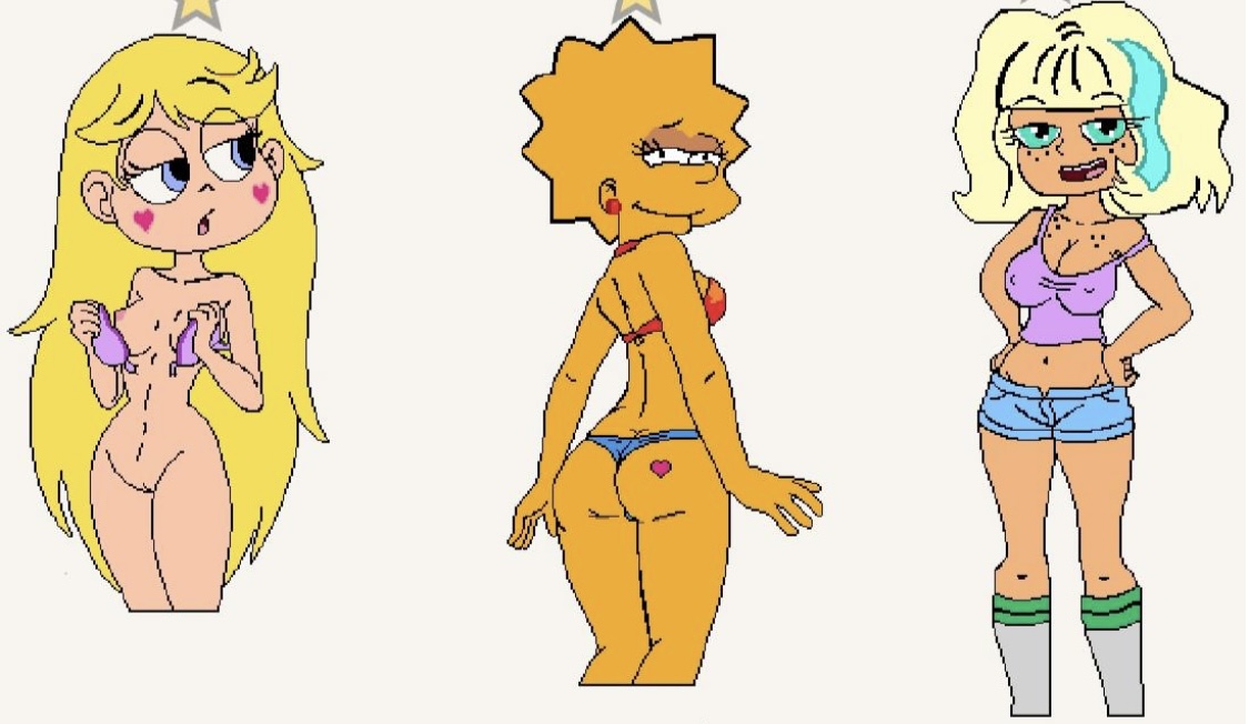 20th century studios, 3girls, disney, disney xd, female, female focus, female only, jackie lynn thomas, lisa simpson, looking at viewer, pixel art, star butterfly, star vs the forces of evil, the simpsons, wplace, wplace (artwork)