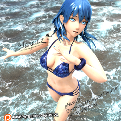 3d bikini blue_bikini blue_eyes blue_hair blue_swimsuit byleth_(fire_emblem) byleth_(fire_emblem)_(female) female female_only fire_emblem fire_emblem:_three_houses hsfrx light-skinned_female light_skin nintendo solo solo_female swimsuit