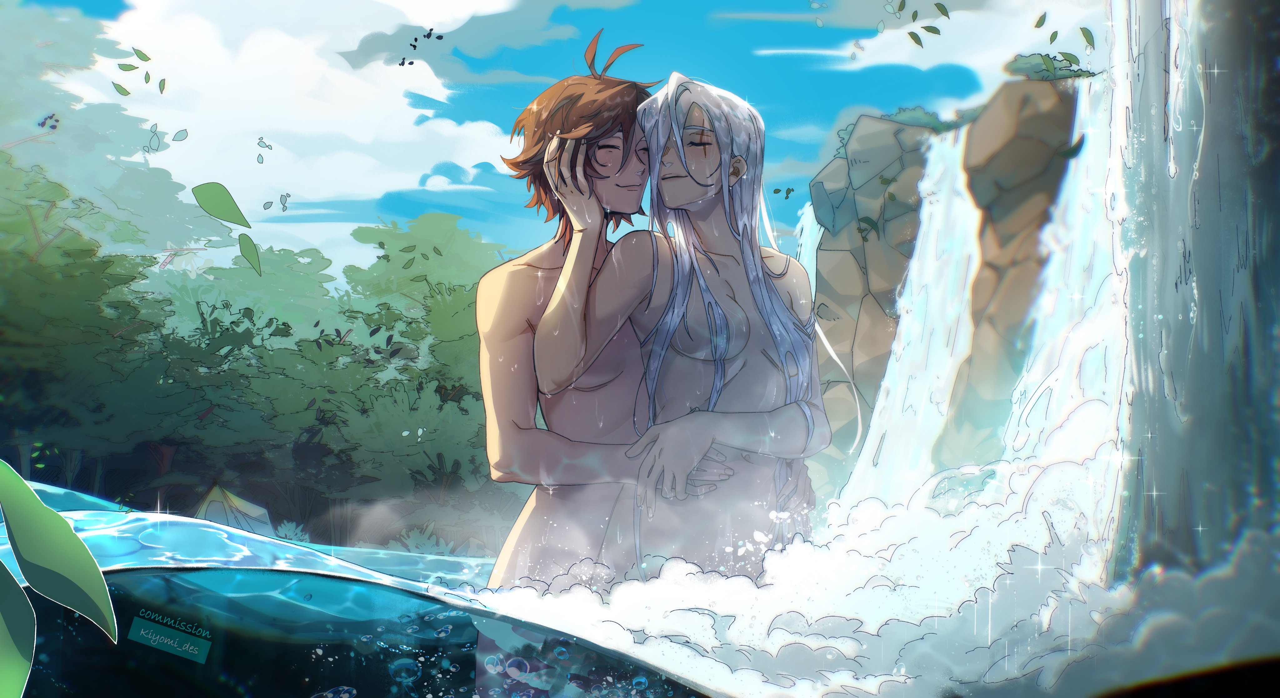 2girls, female, female only, kiyomi des, lesbian sex, multiple females, multiple girls, red hair, ruby rose, rwby, weiss schnee, white hair, yuri