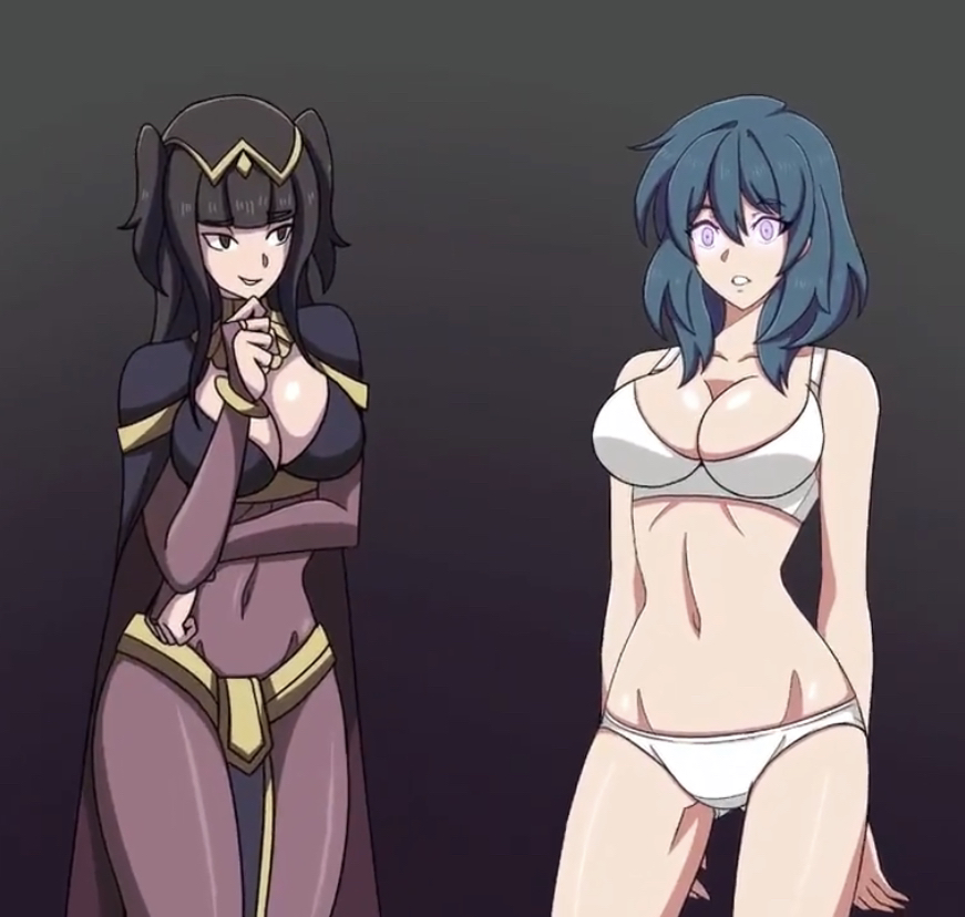 blue_eyes blue_hair breasts byleth_(fire_emblem) byleth_(fire_emblem)_(female) crossover electrickronos female female_only femdom femsub fire_emblem fire_emblem:_three_houses fire_emblem_awakening mind_control nintendo tharja_(fire_emblem) white_skin