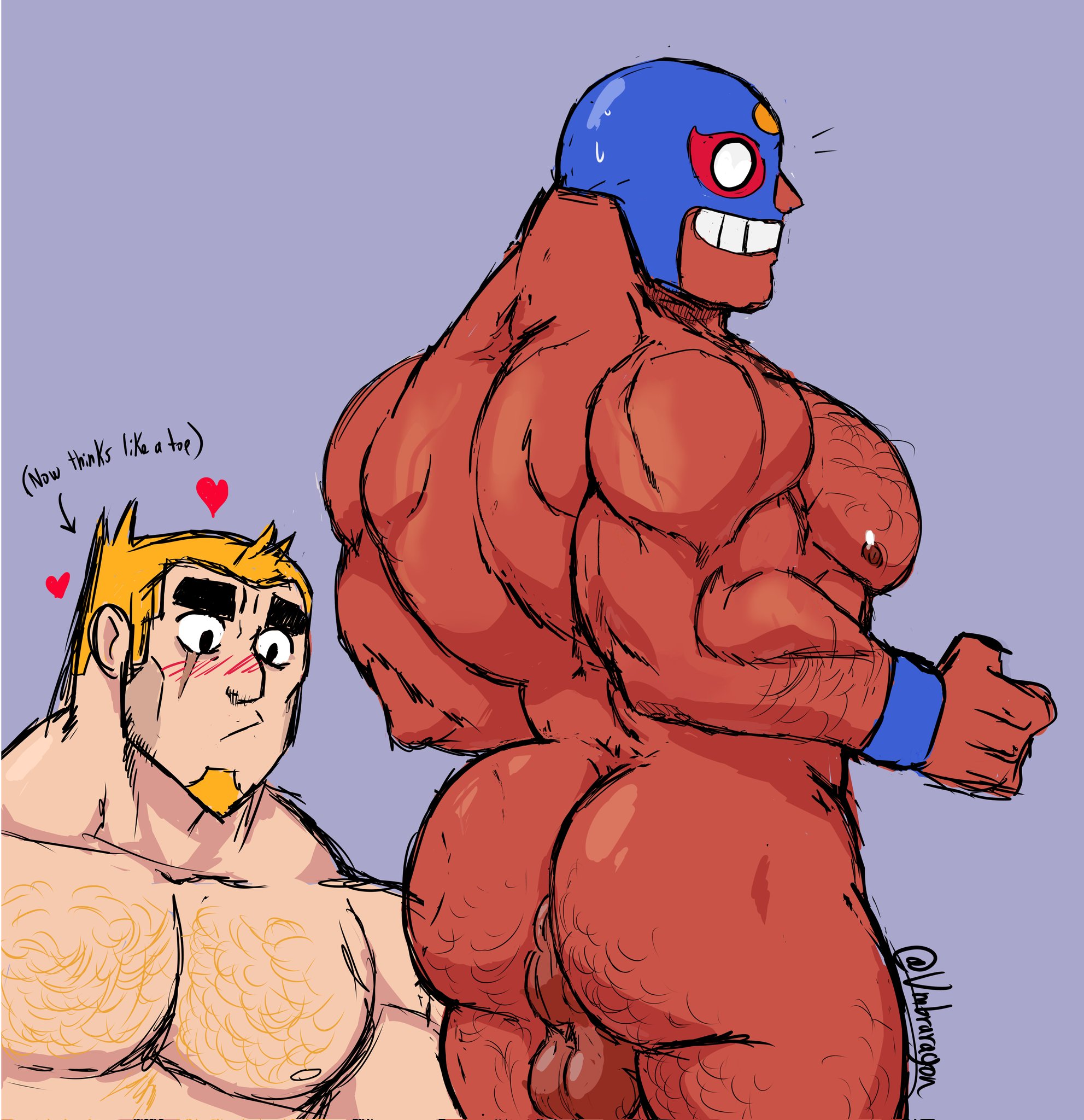 ass, bara, brawl stars, dinojaiba22, el primo (brawl stars), gay, grom (brawl stars), male, male only, muscular, muscular male, yaoi